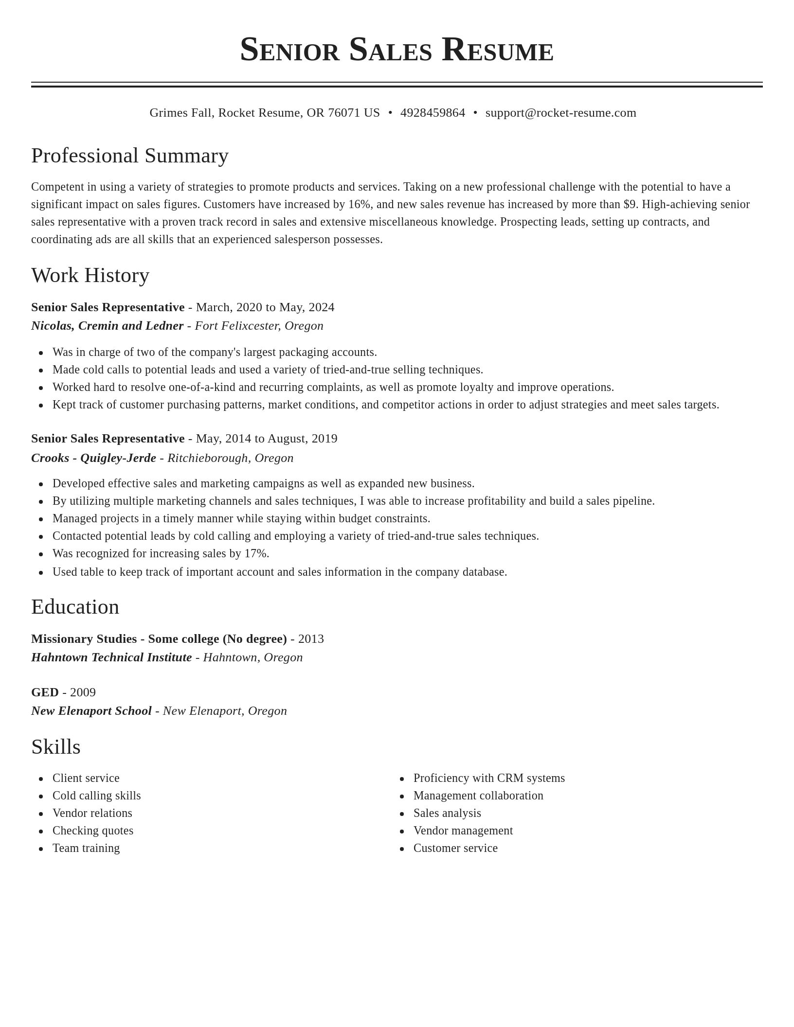 Classic resume template