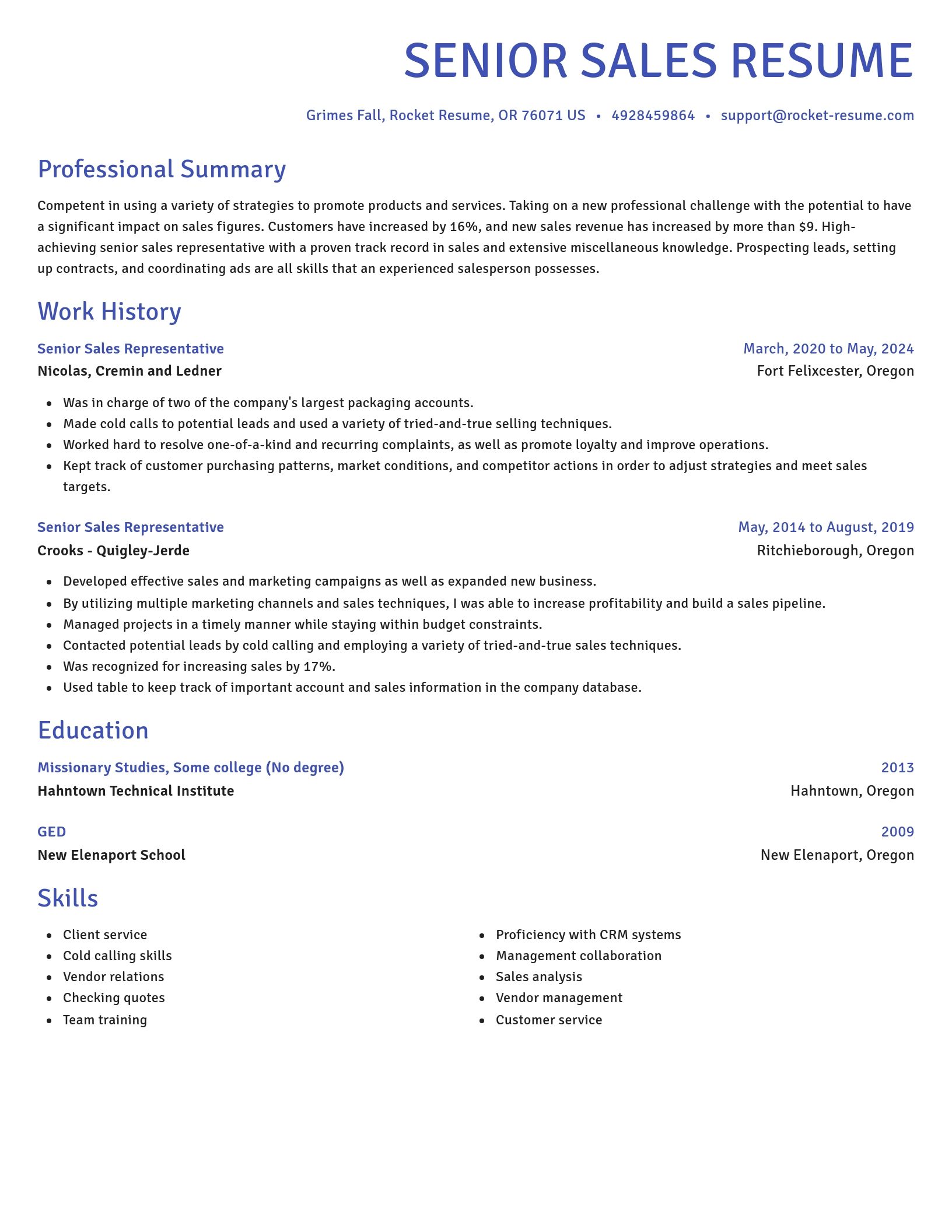 Novel resume template