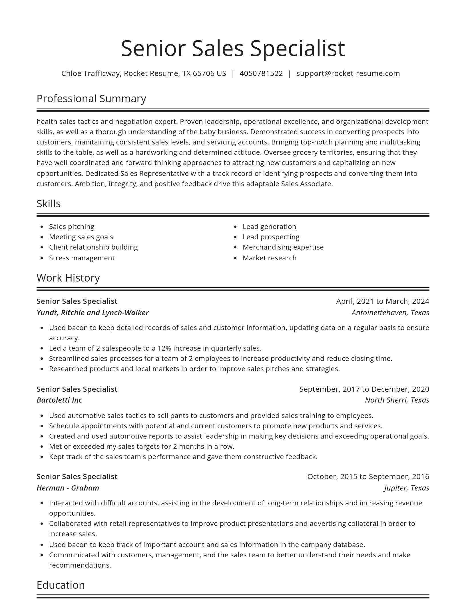 Spotlight resume template