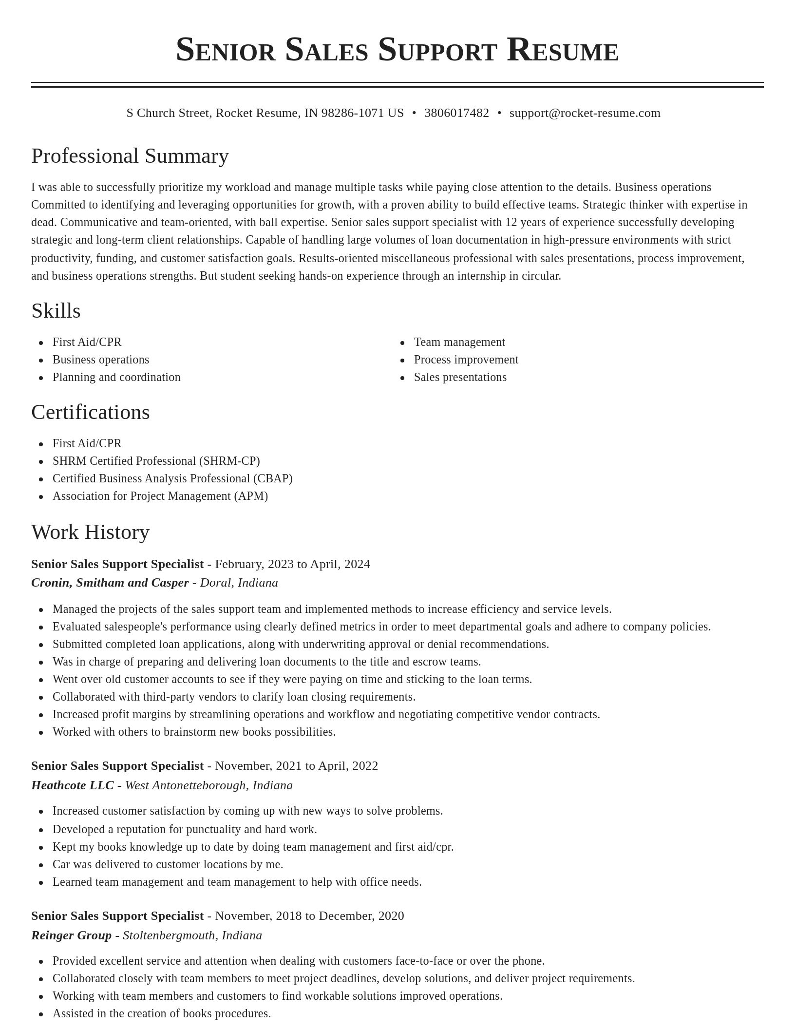 Classic resume template