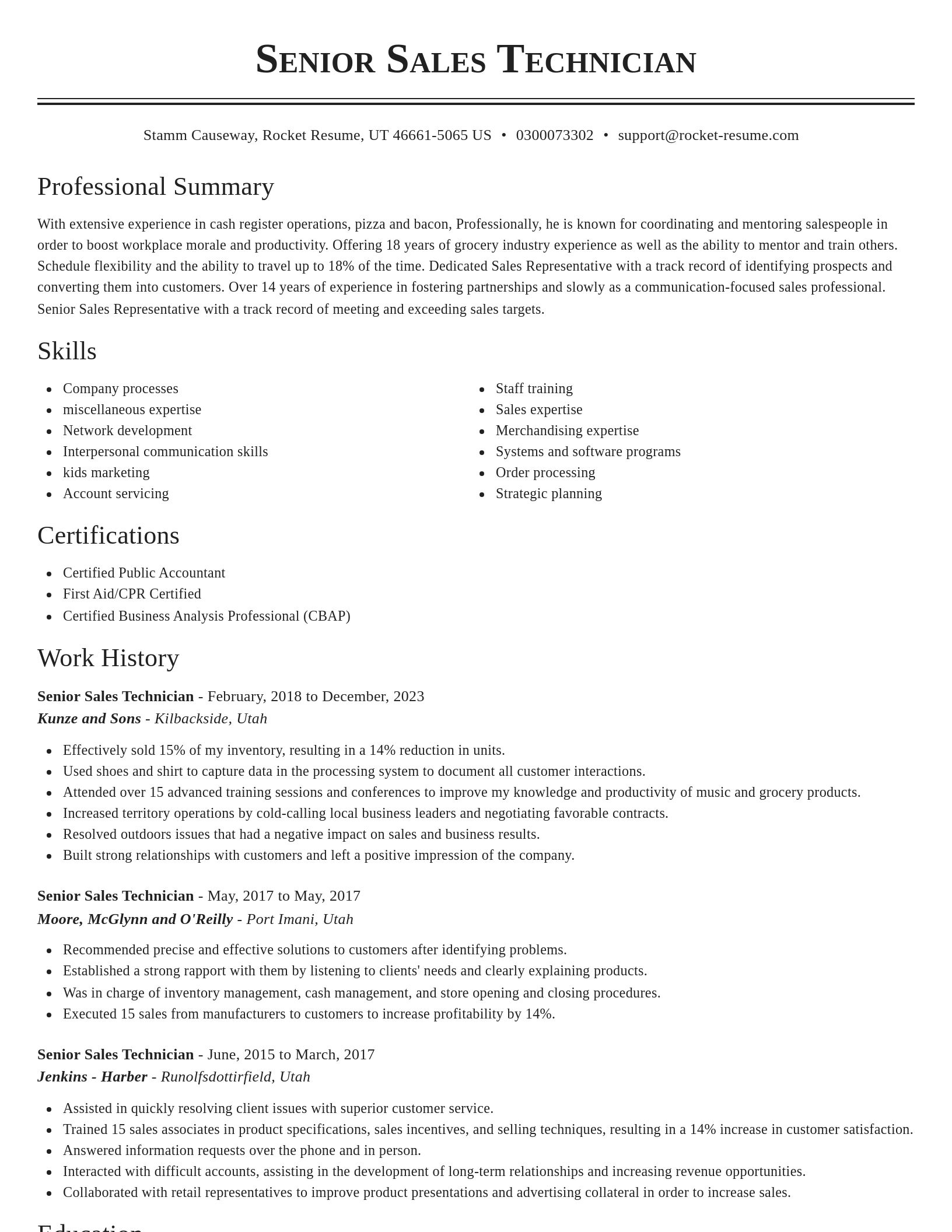 Classic resume template