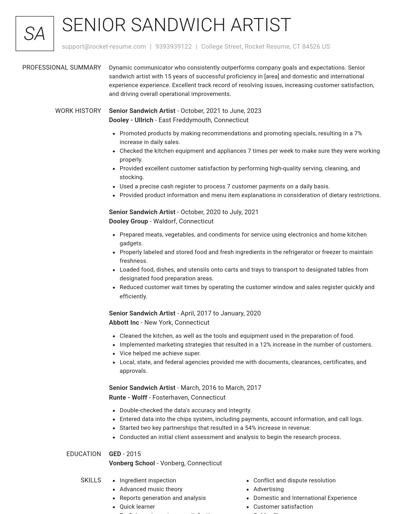 Renowned resume template