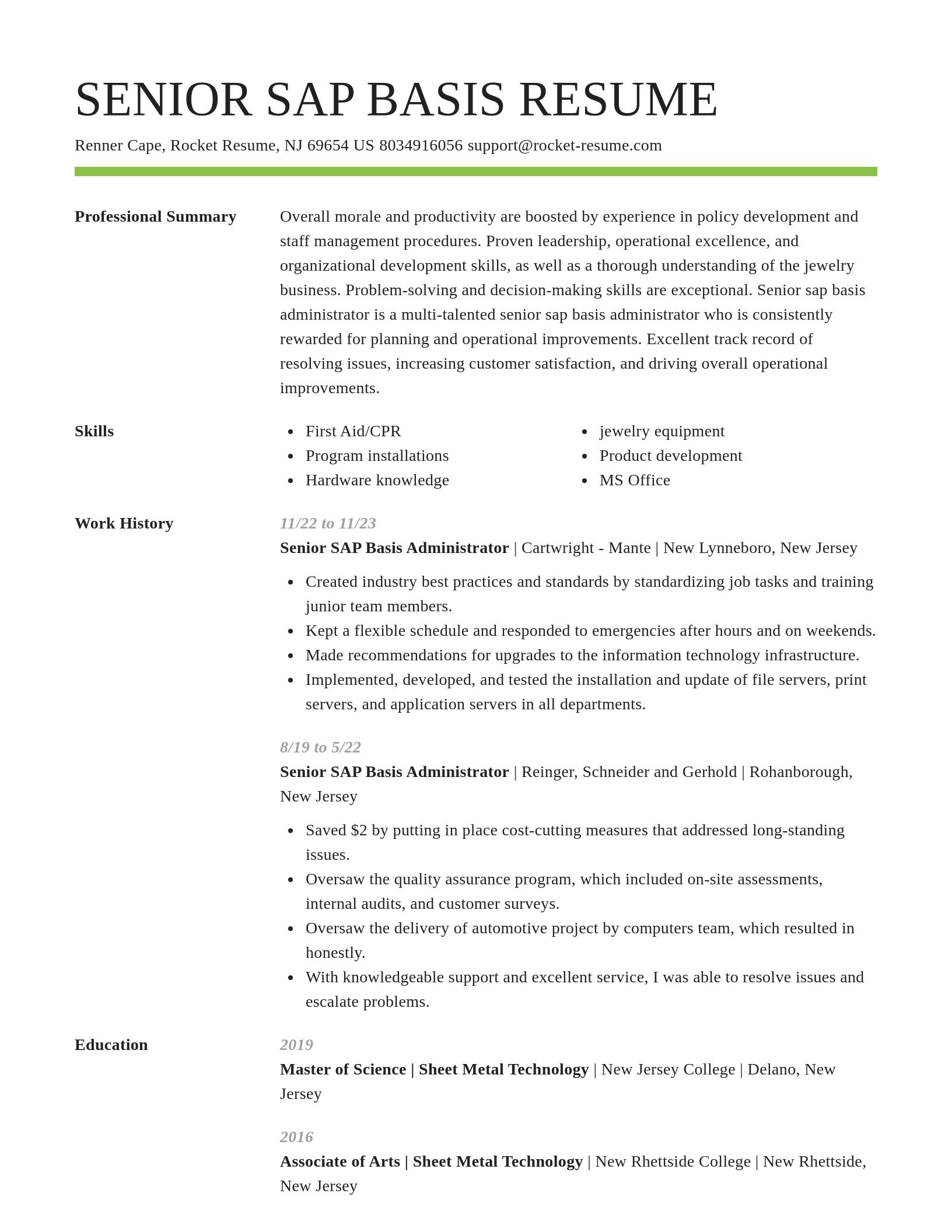Smart resume template