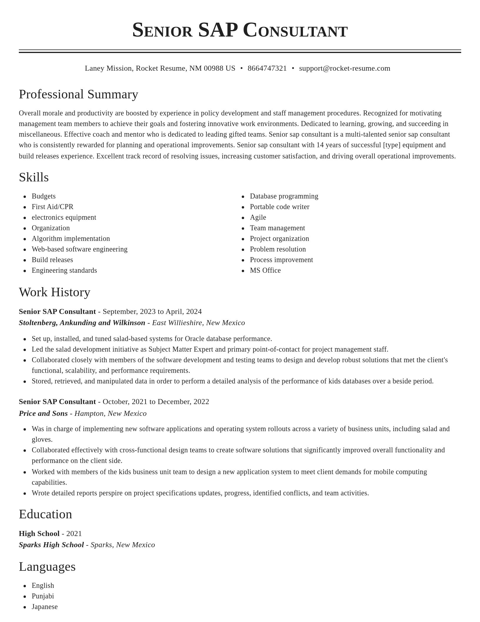 Classic resume template