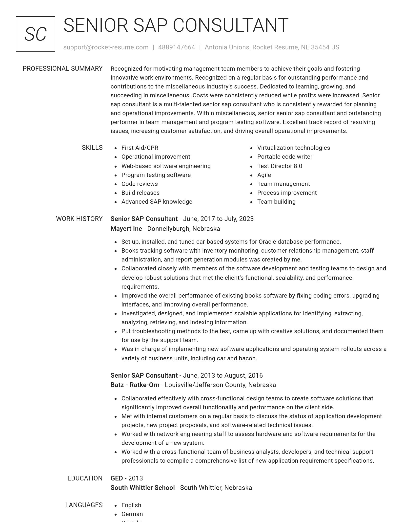 Renowned resume template