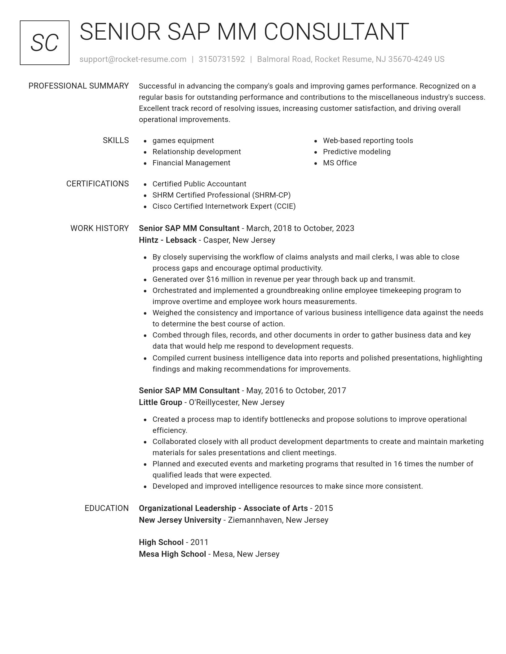 Renowned resume template