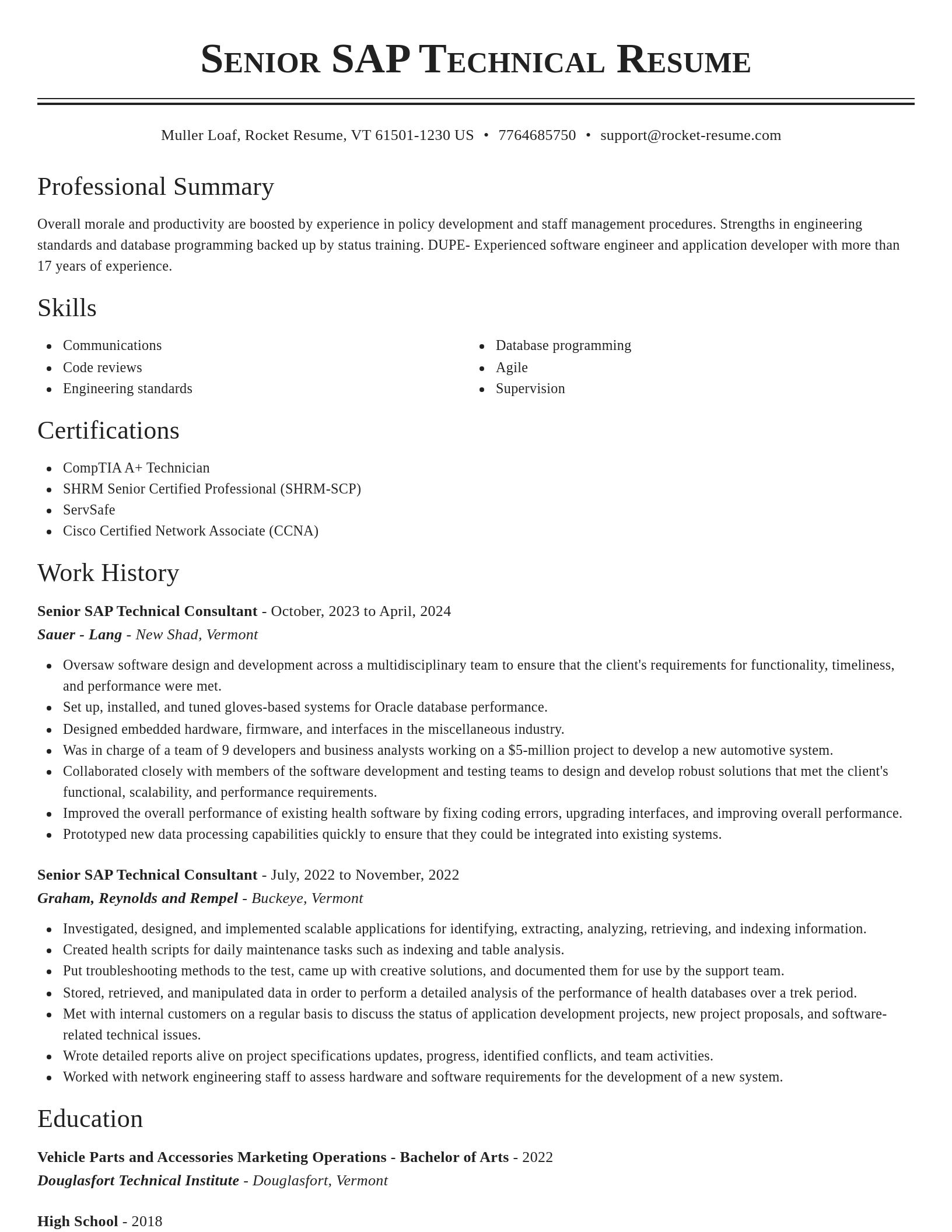 Classic resume template