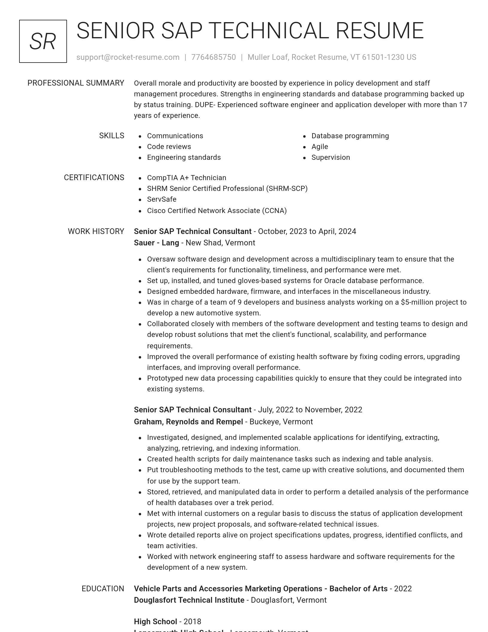 Renowned resume template