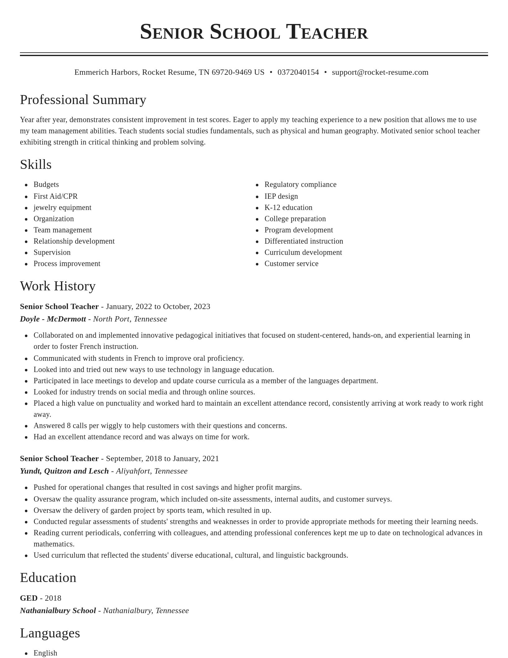 Classic resume template