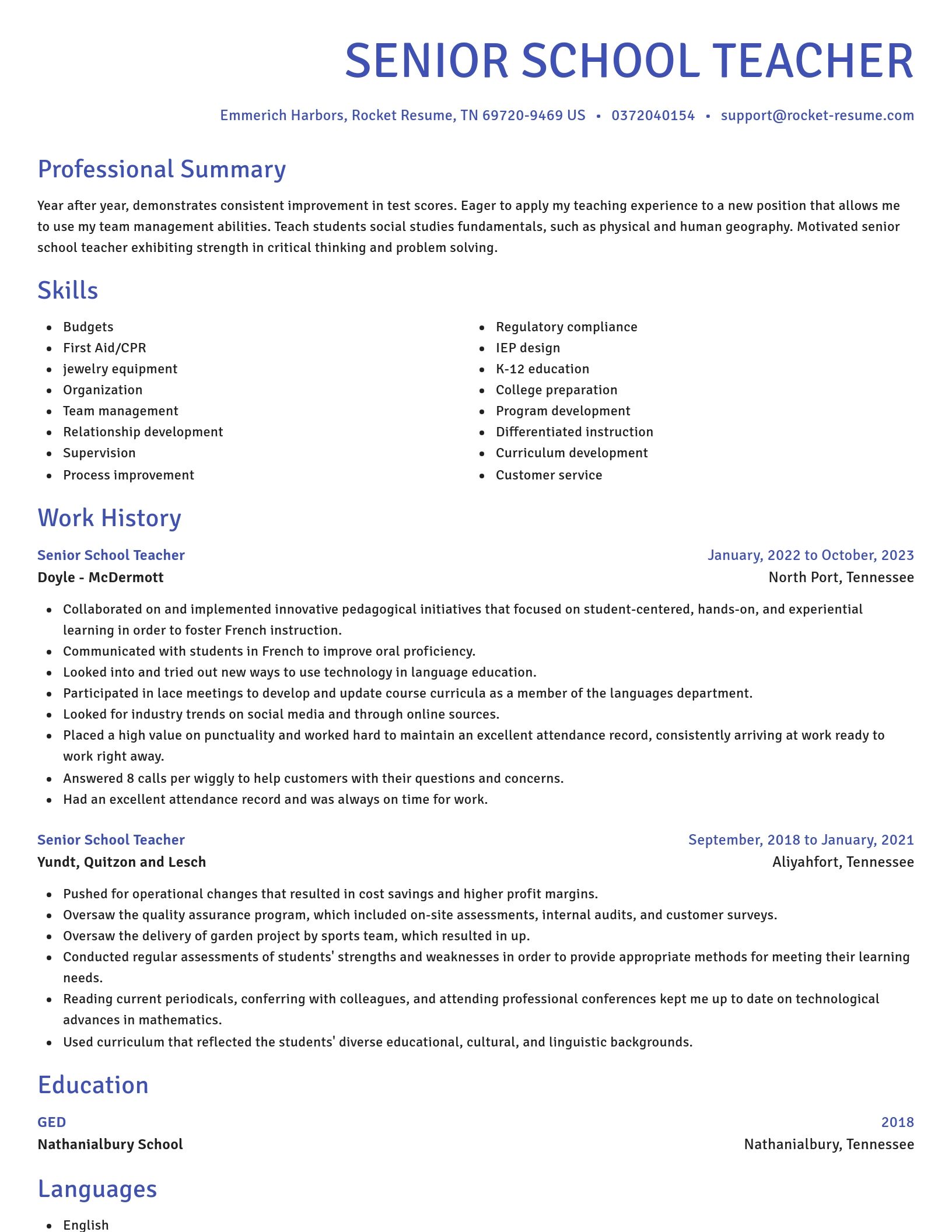 Novel resume template