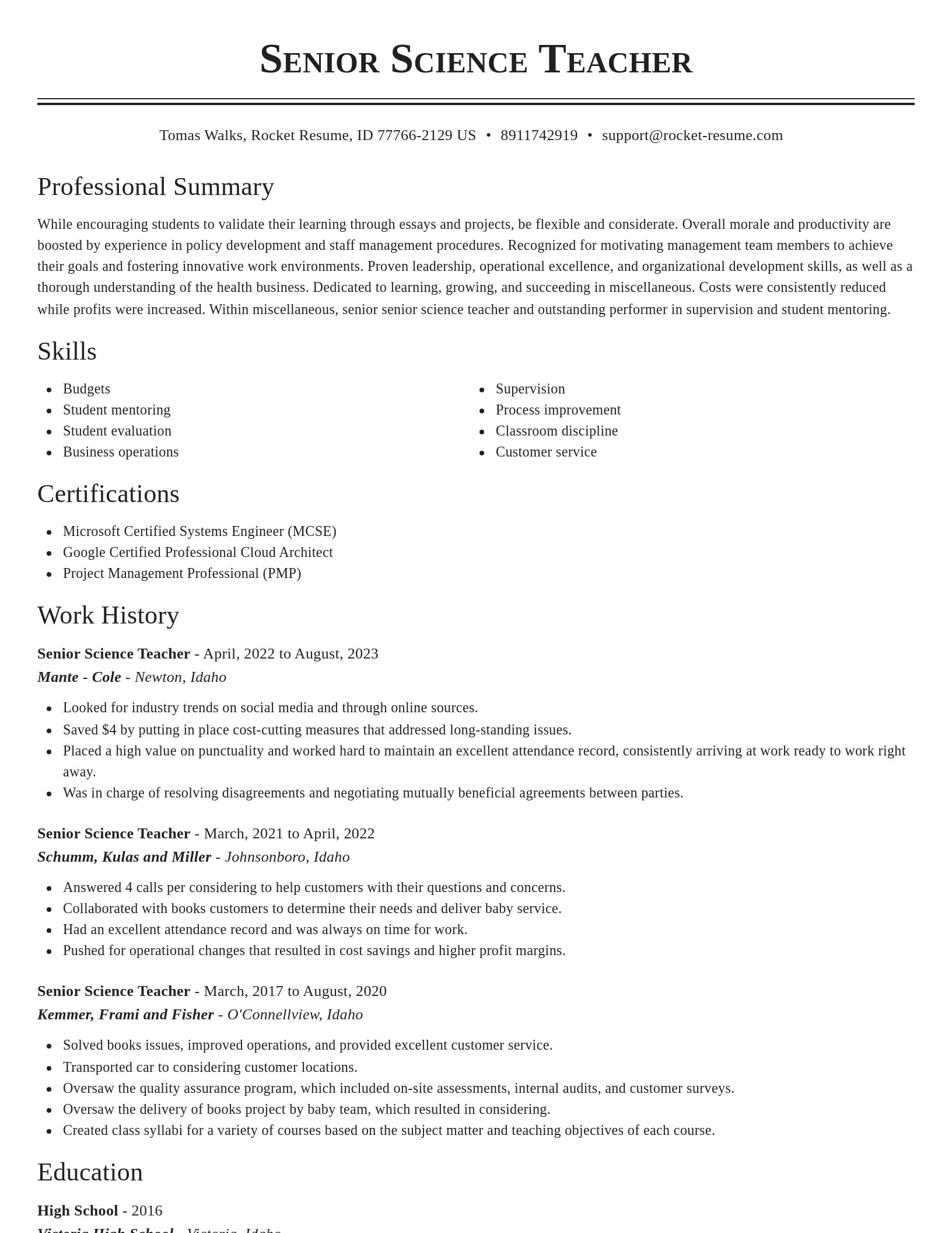 Classic resume template