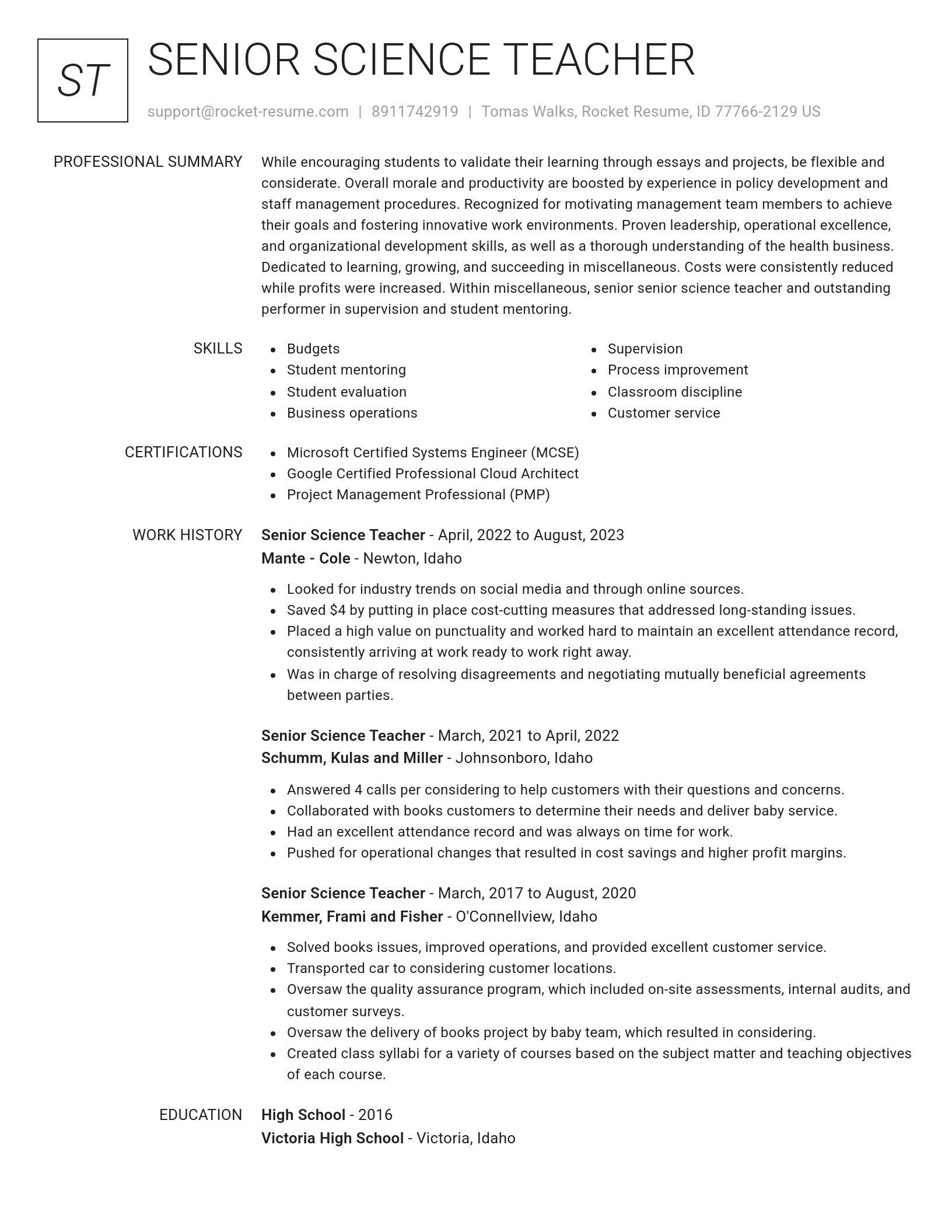 Renowned resume template