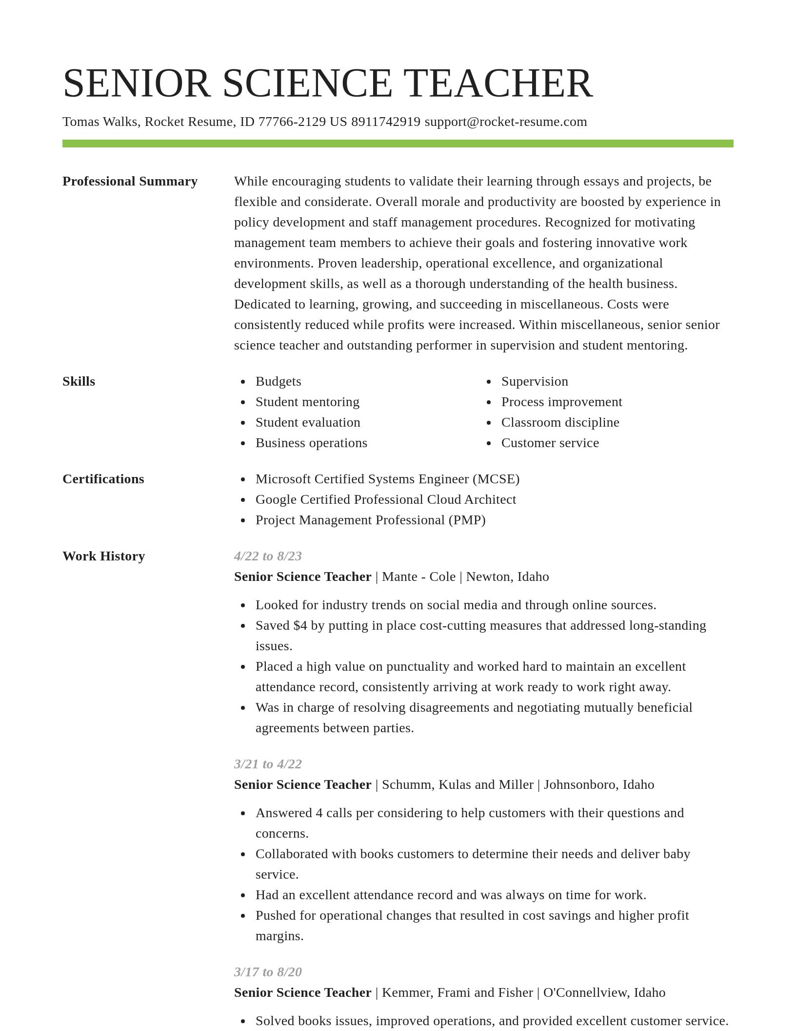 Smart resume template