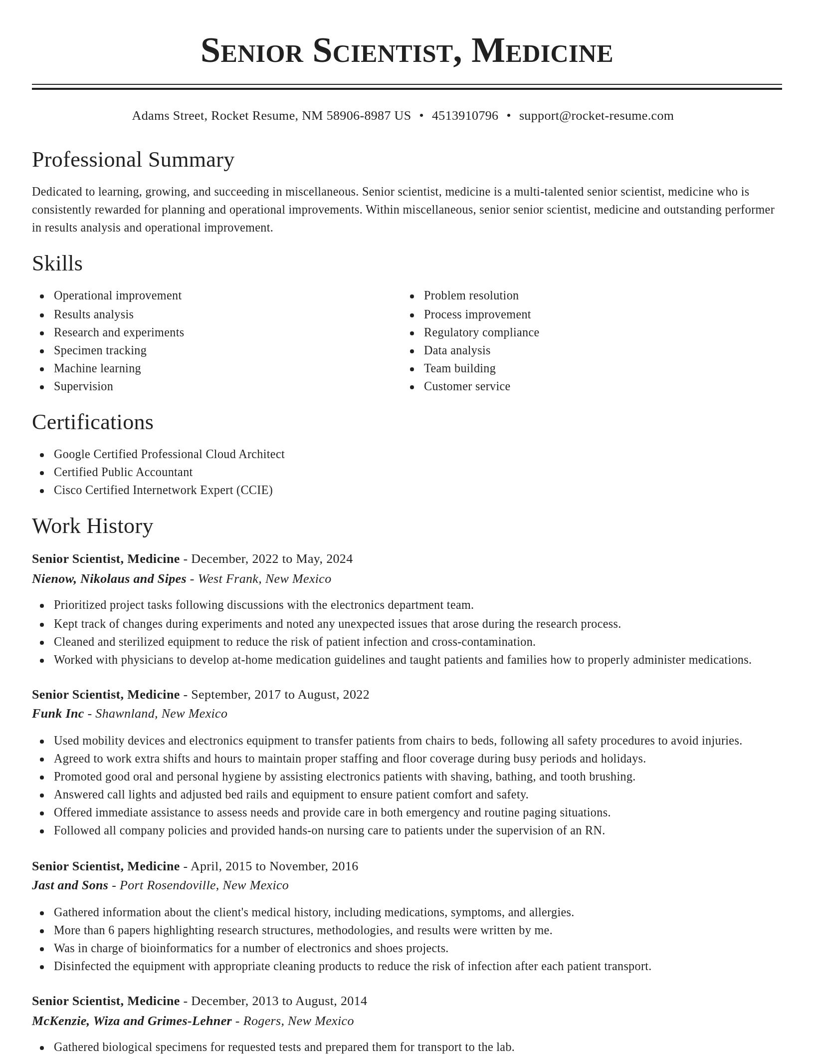 Classic resume template