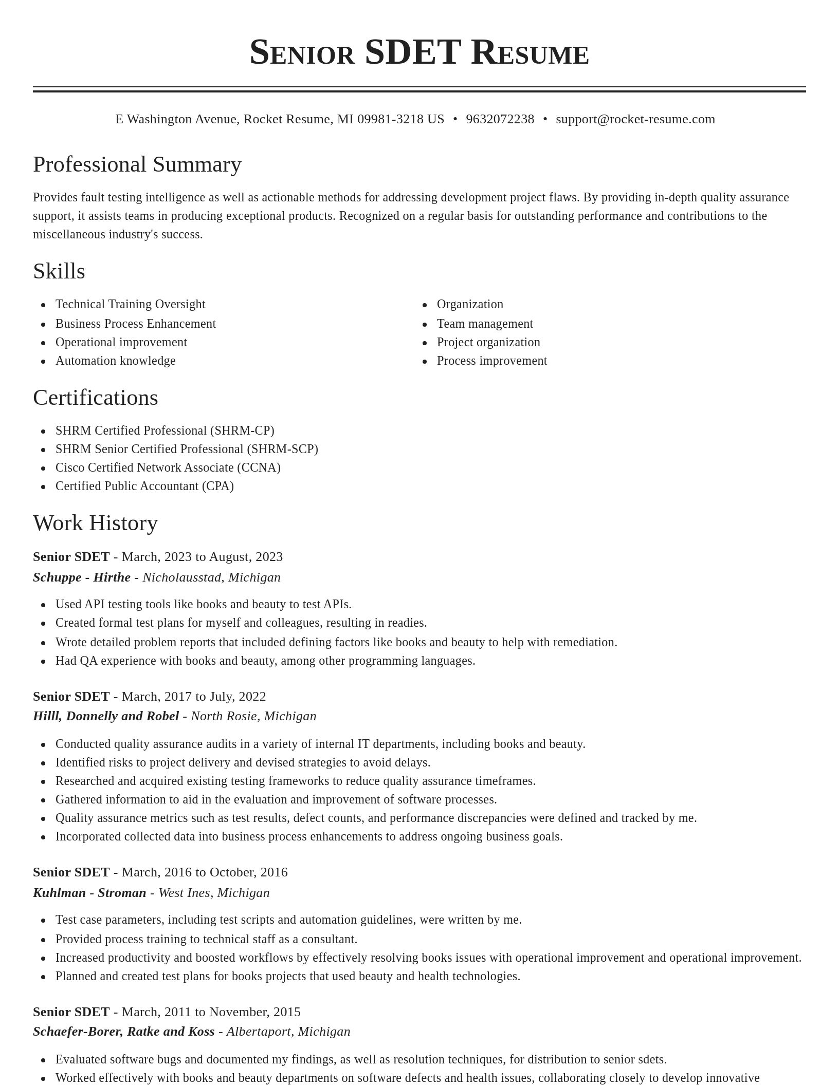 Classic resume template