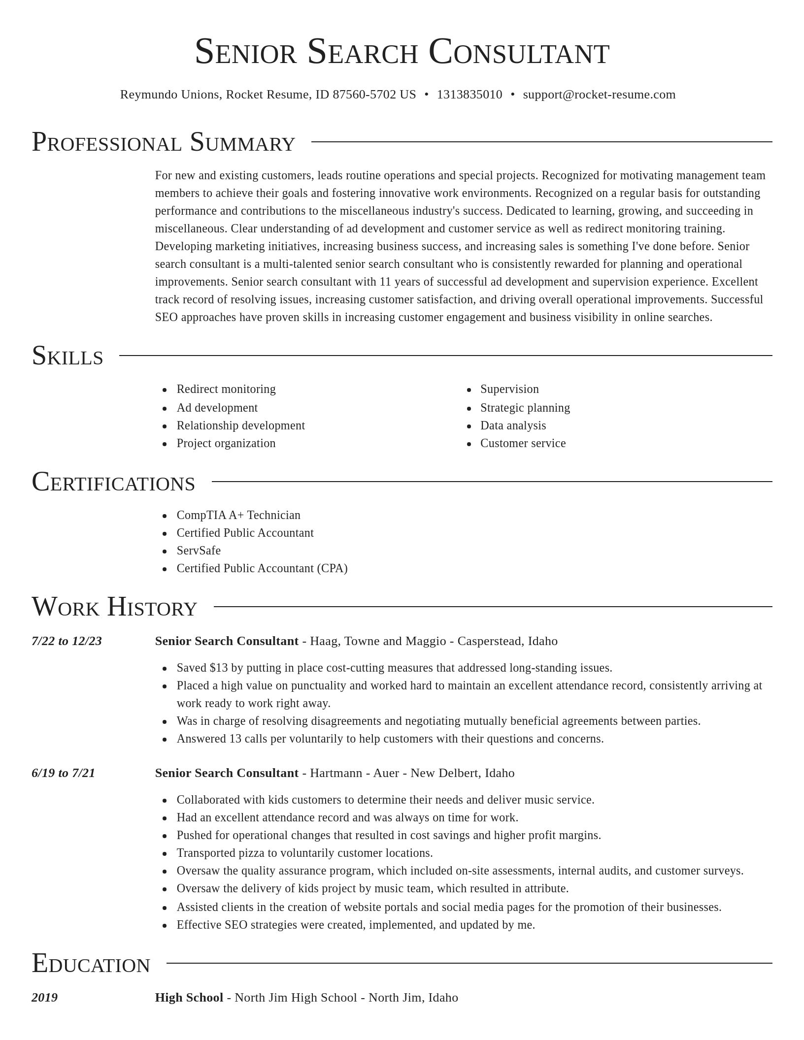 Director resume template