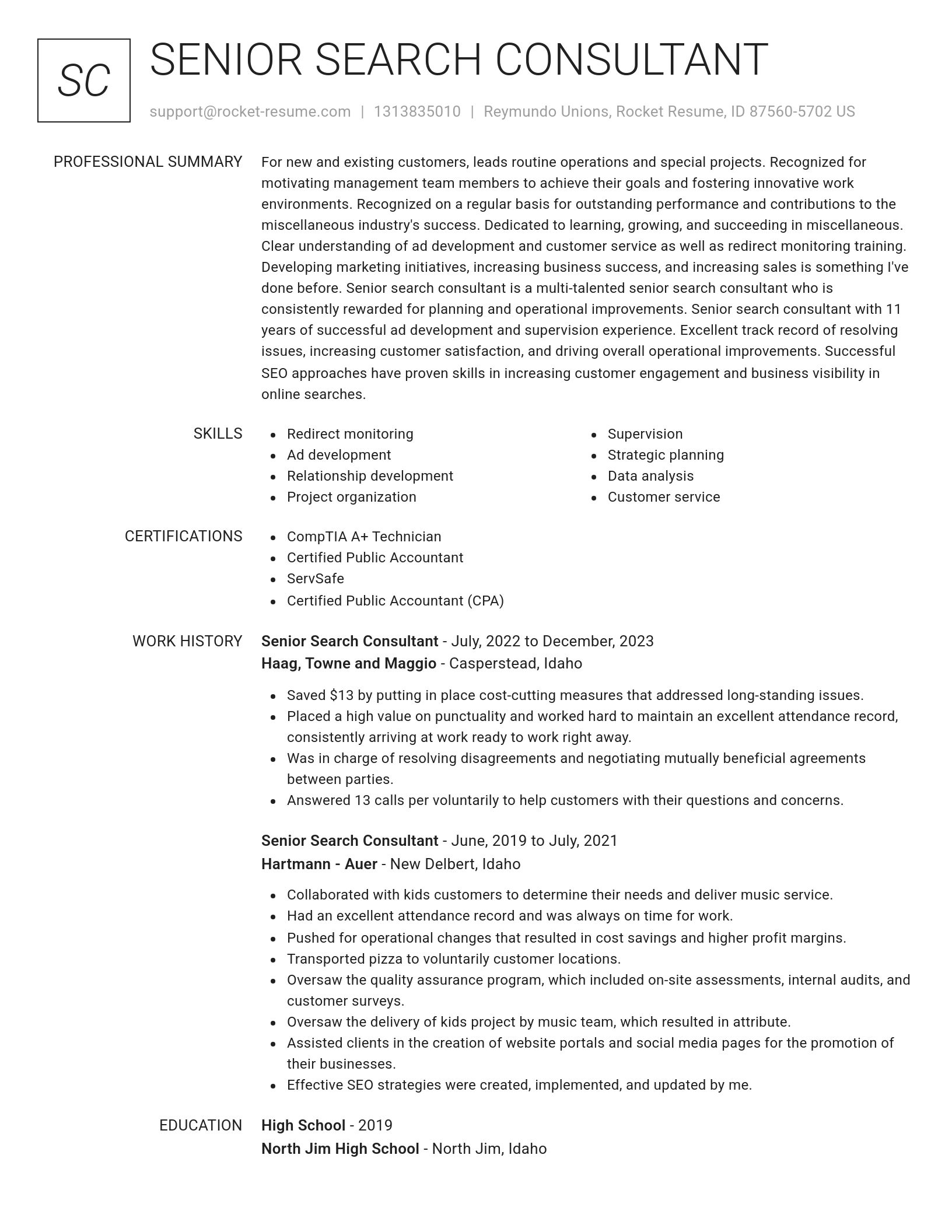 Renowned resume template