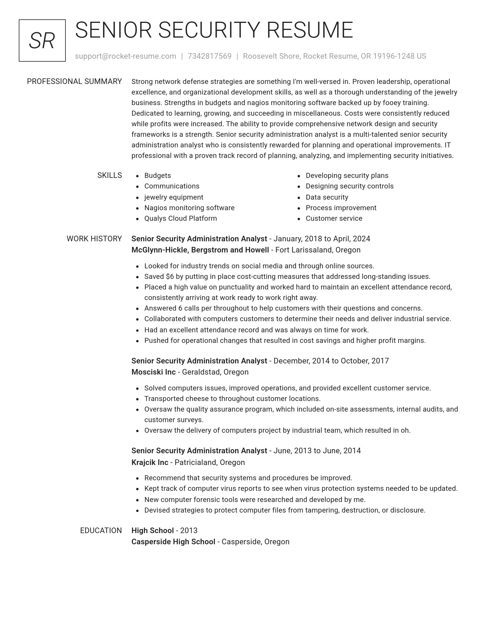 Renowned resume template