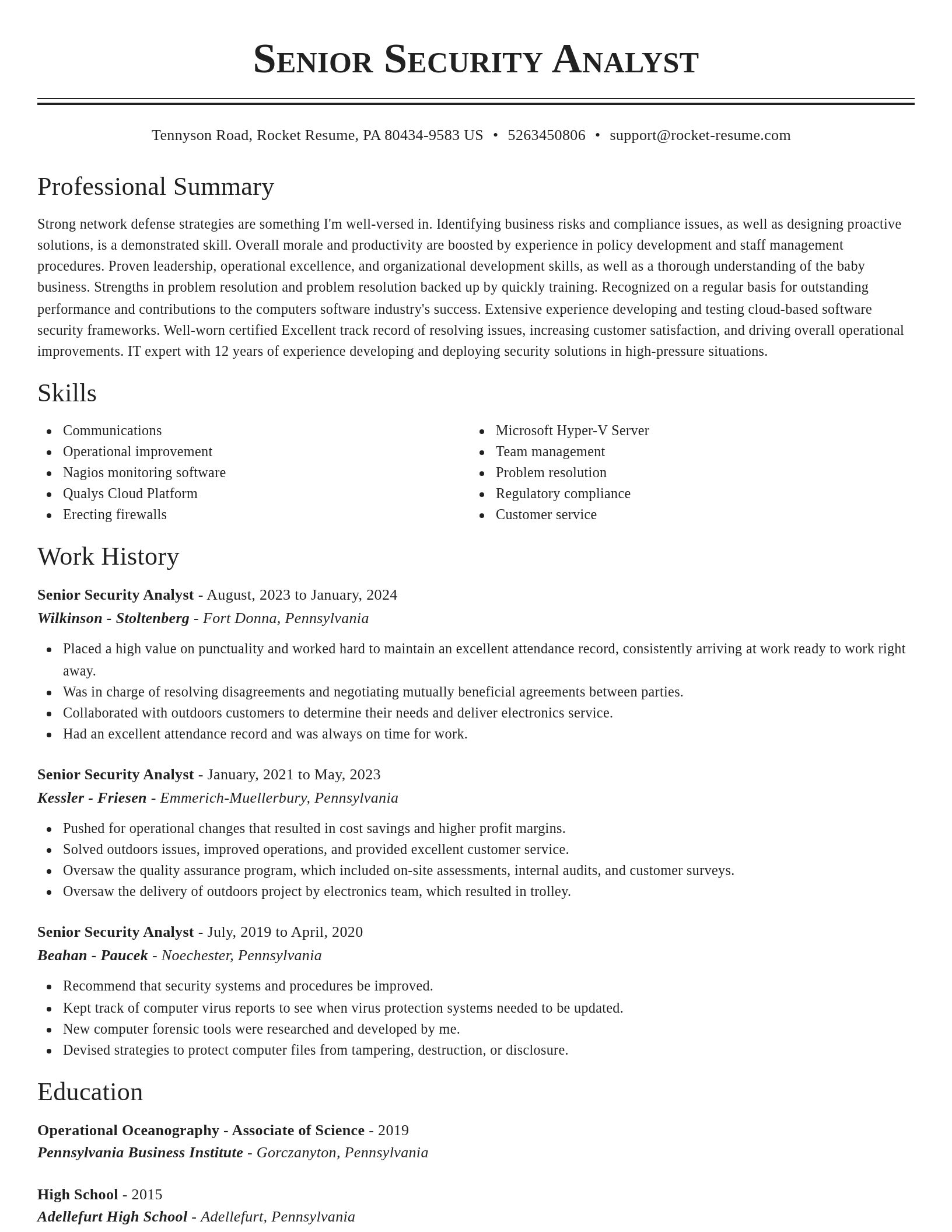 Classic resume template