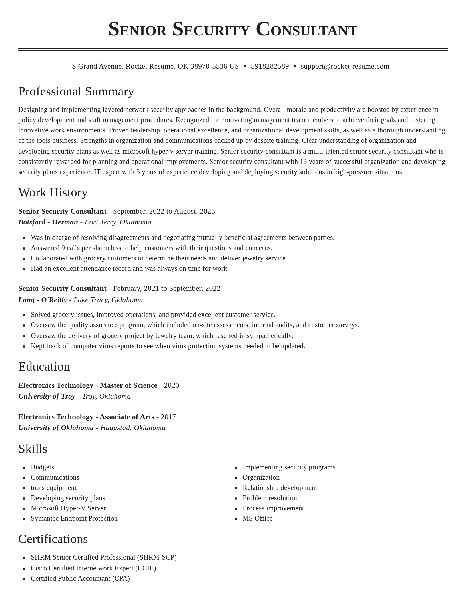 Classic resume template