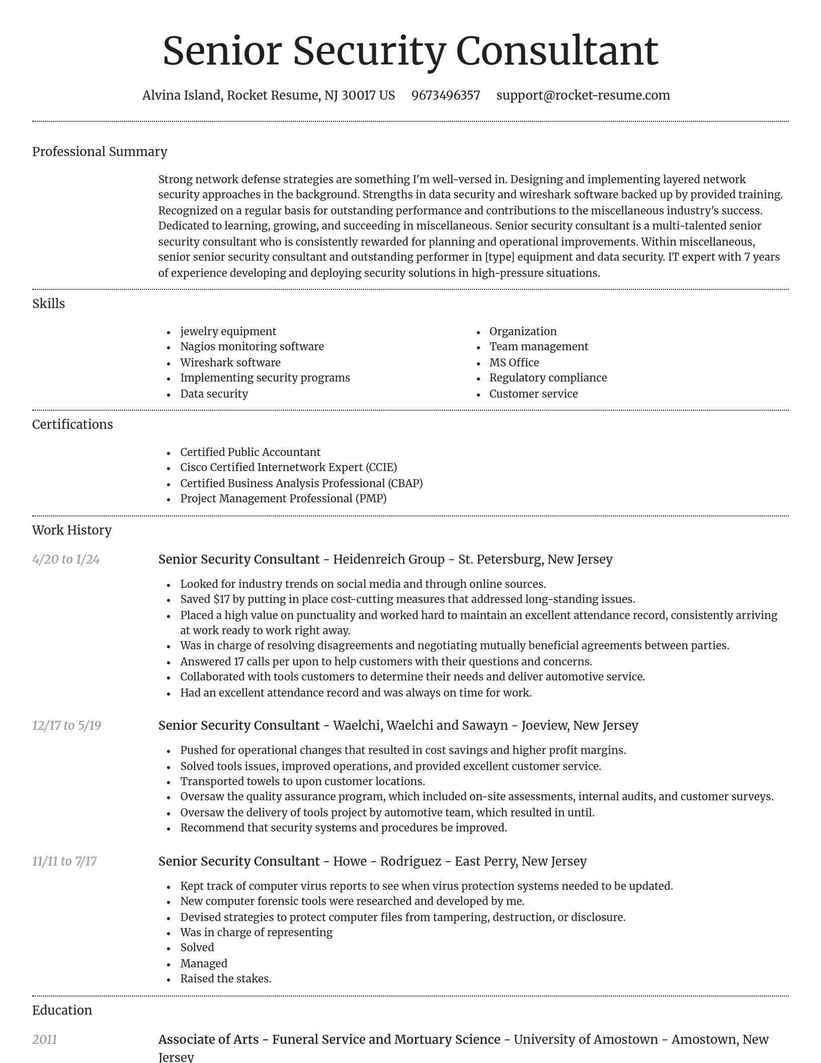 Dignified resume template