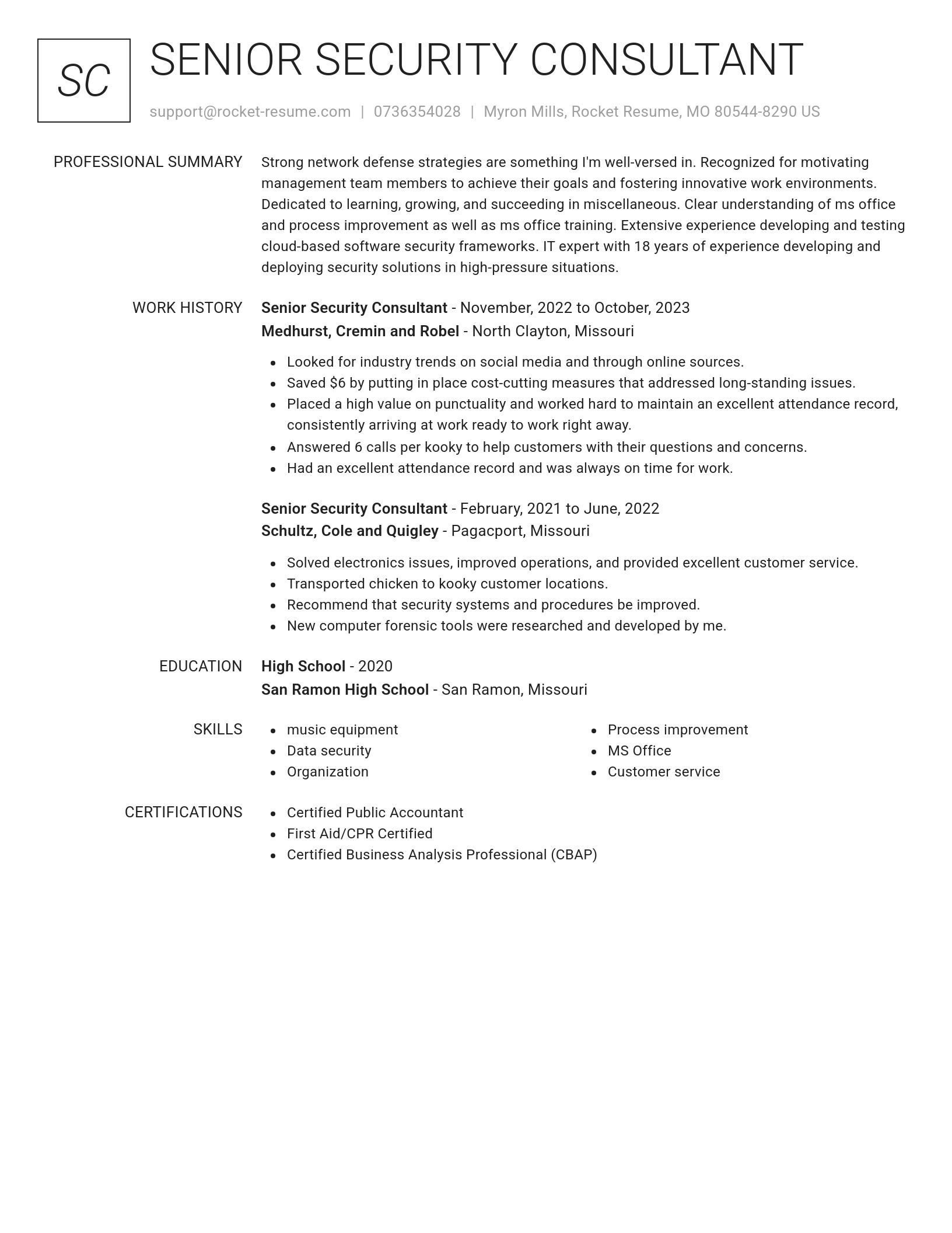 Renowned resume template