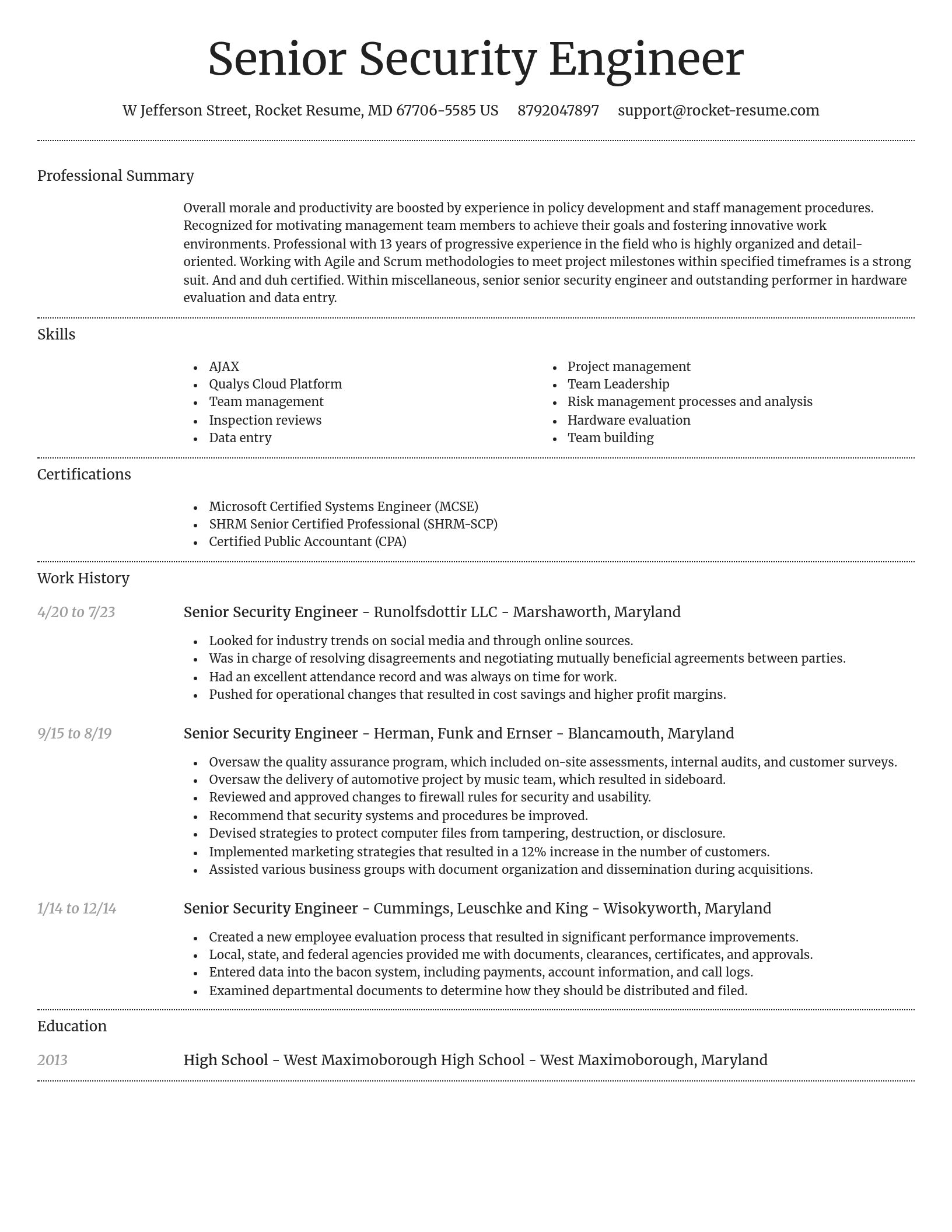 Dignified resume template