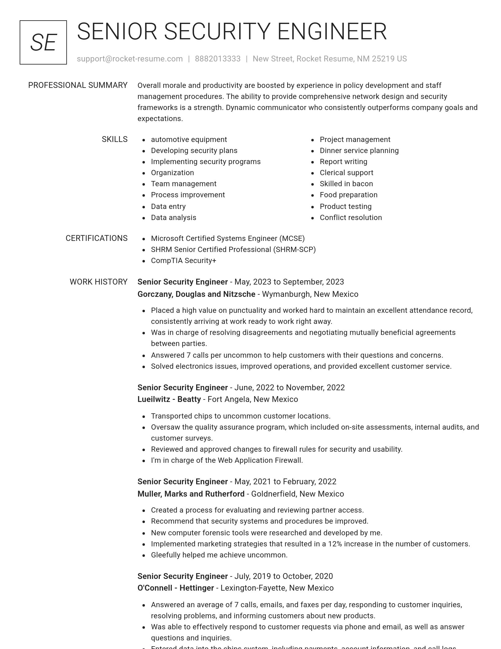 Renowned resume template