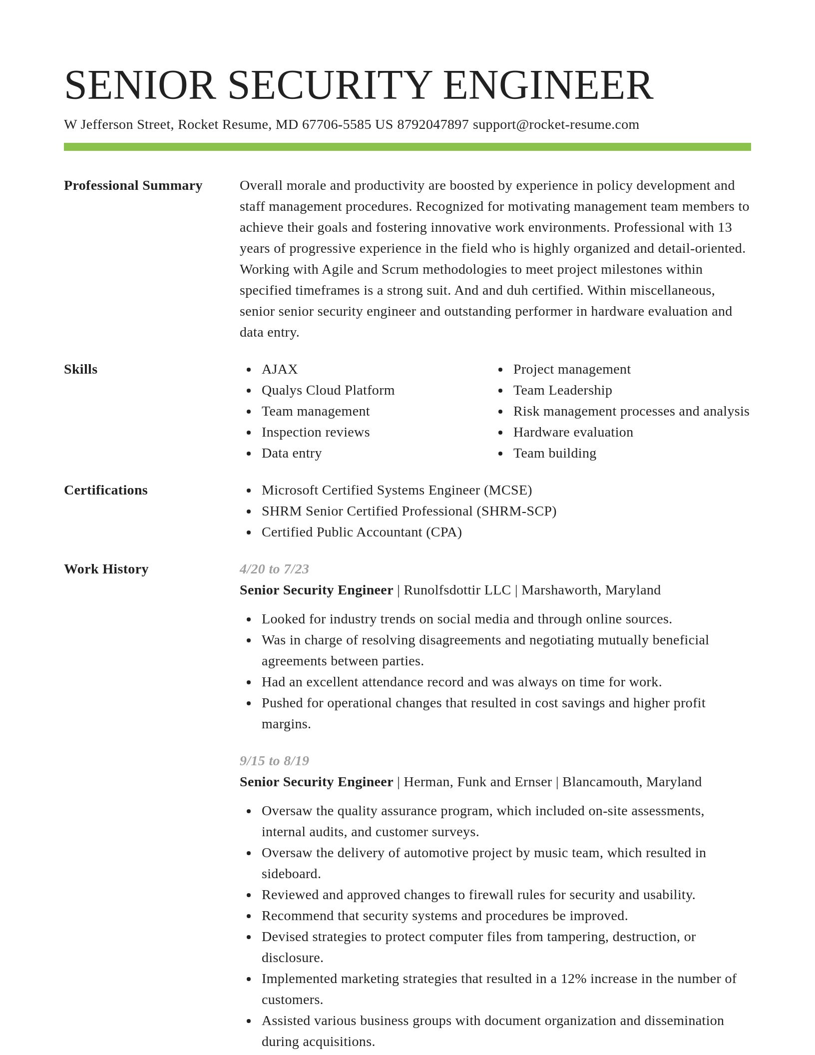 Smart resume template