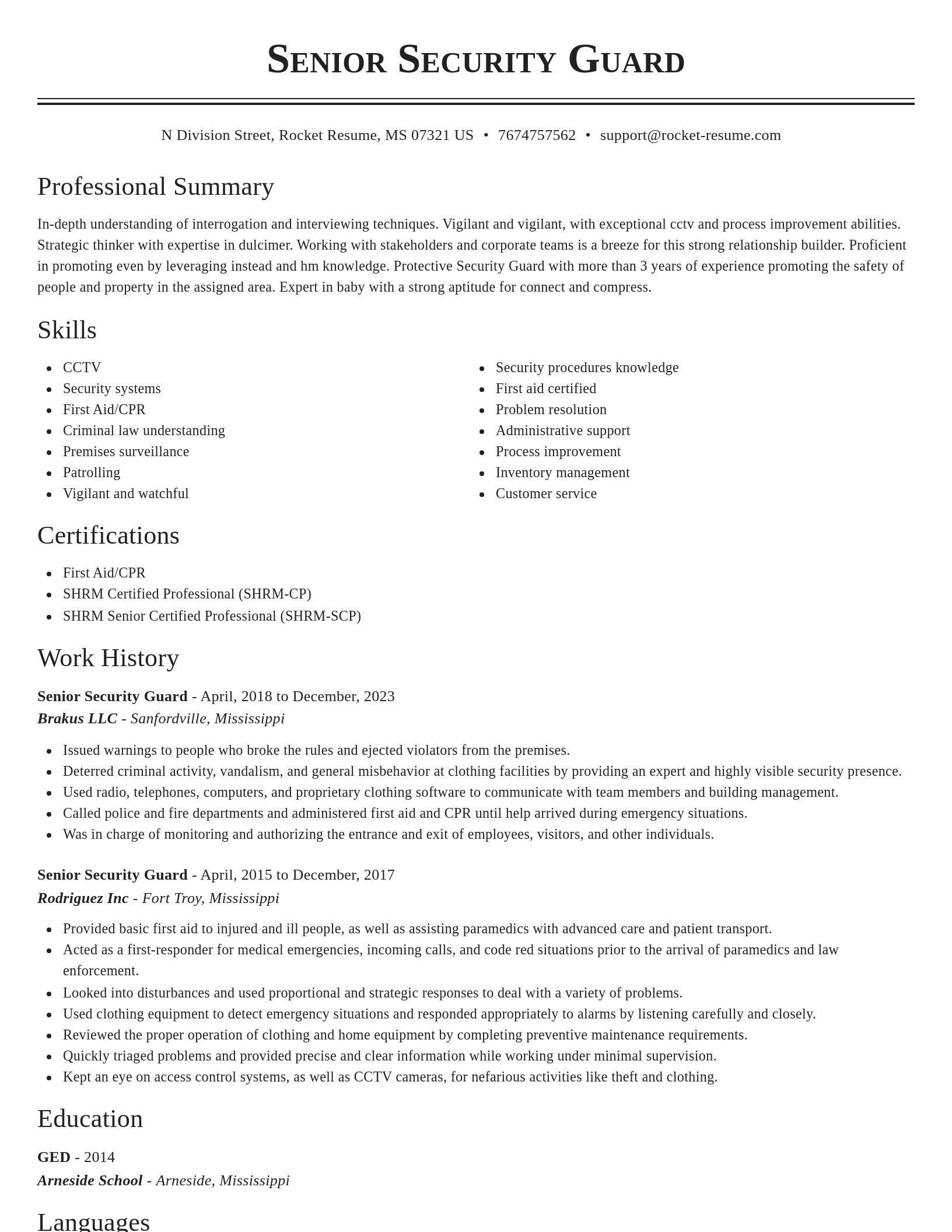 Classic resume template