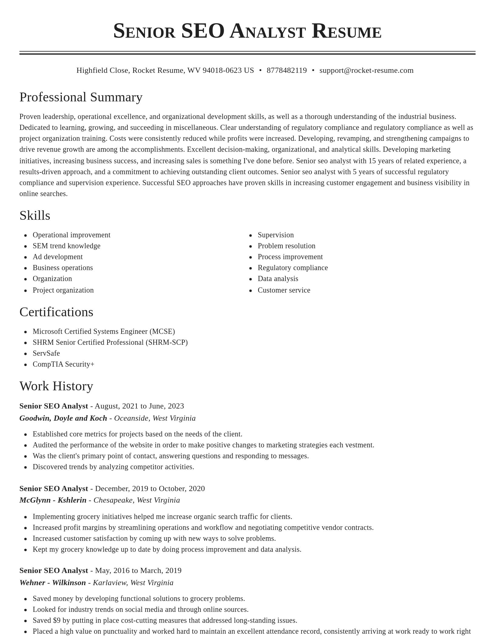 Classic resume template