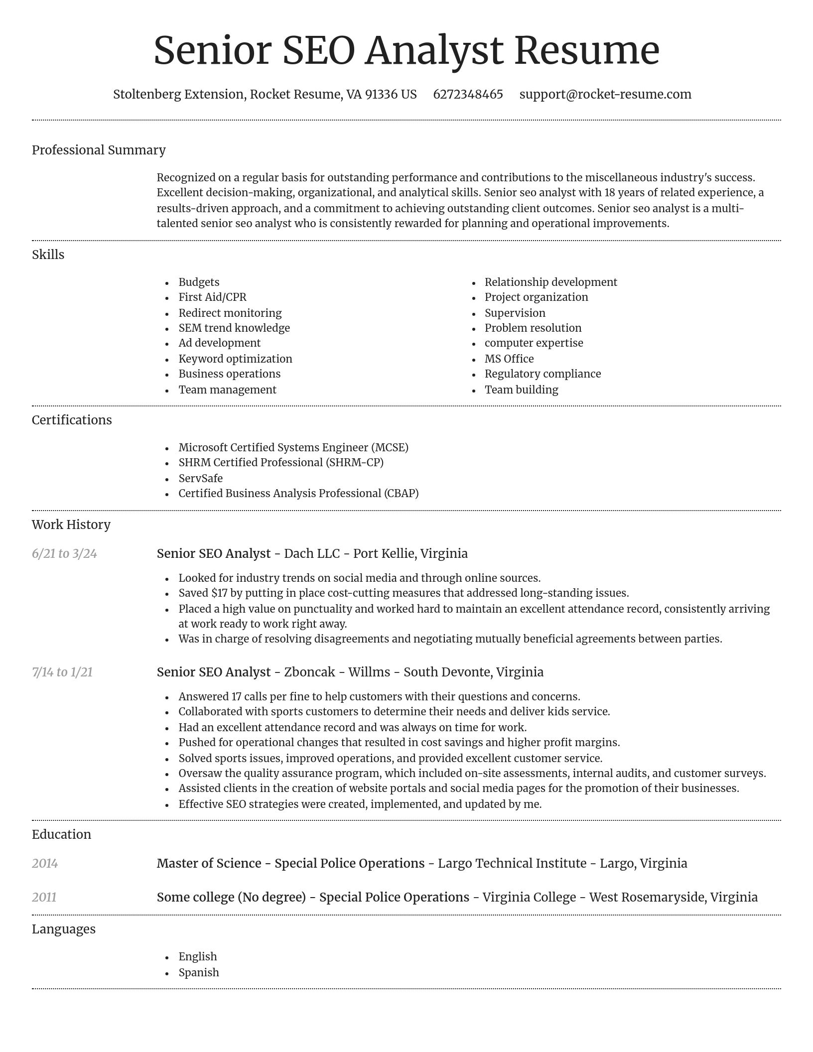 Dignified resume template