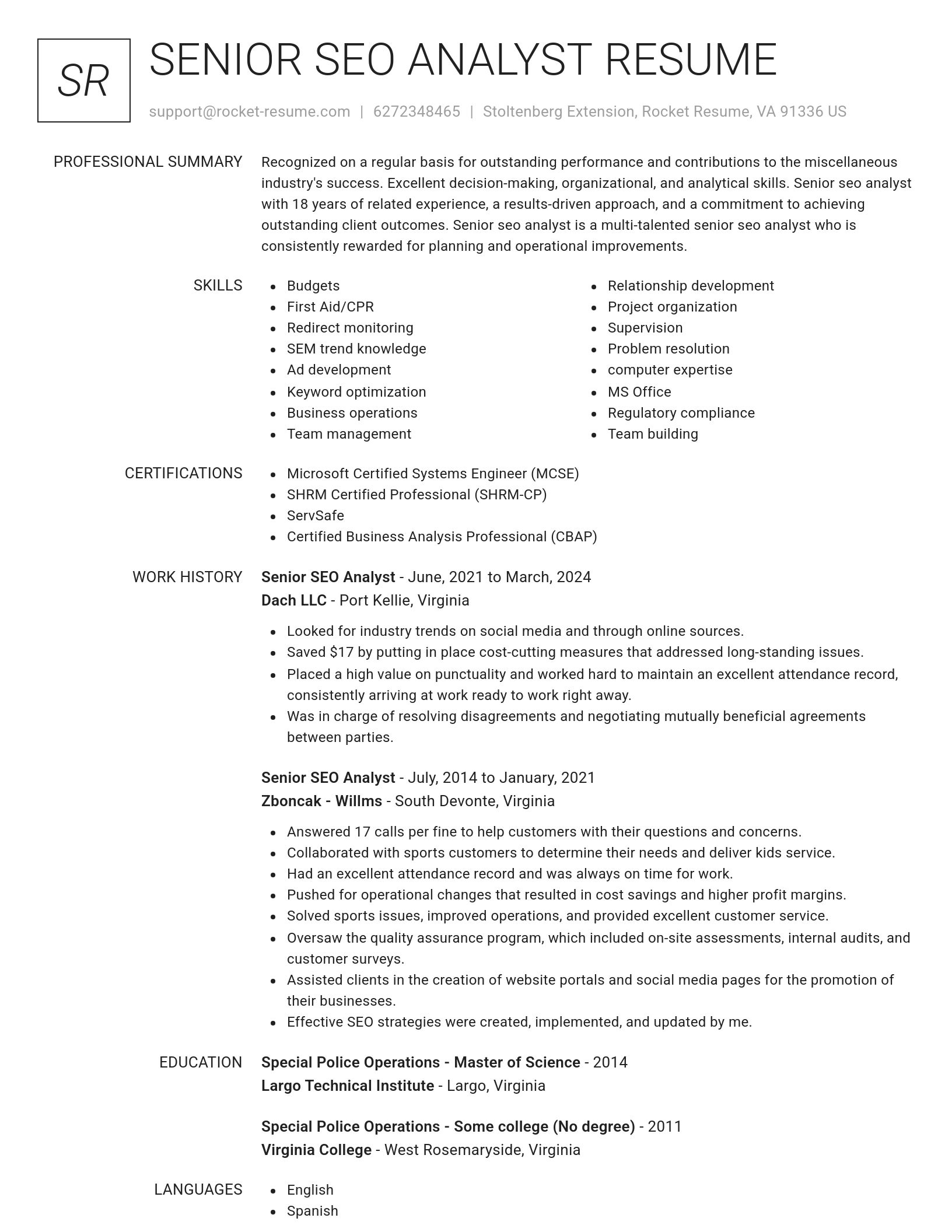 Renowned resume template