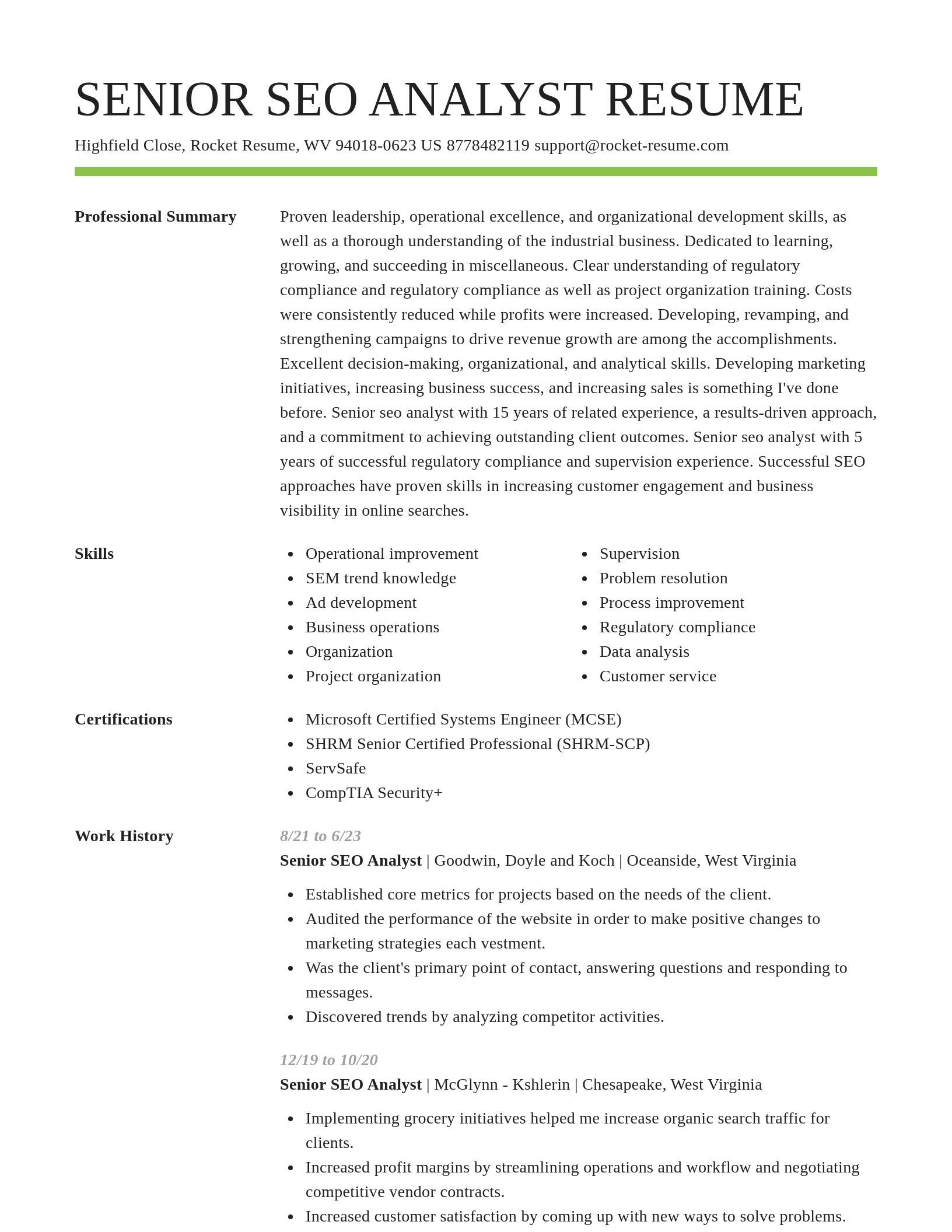 Smart resume template
