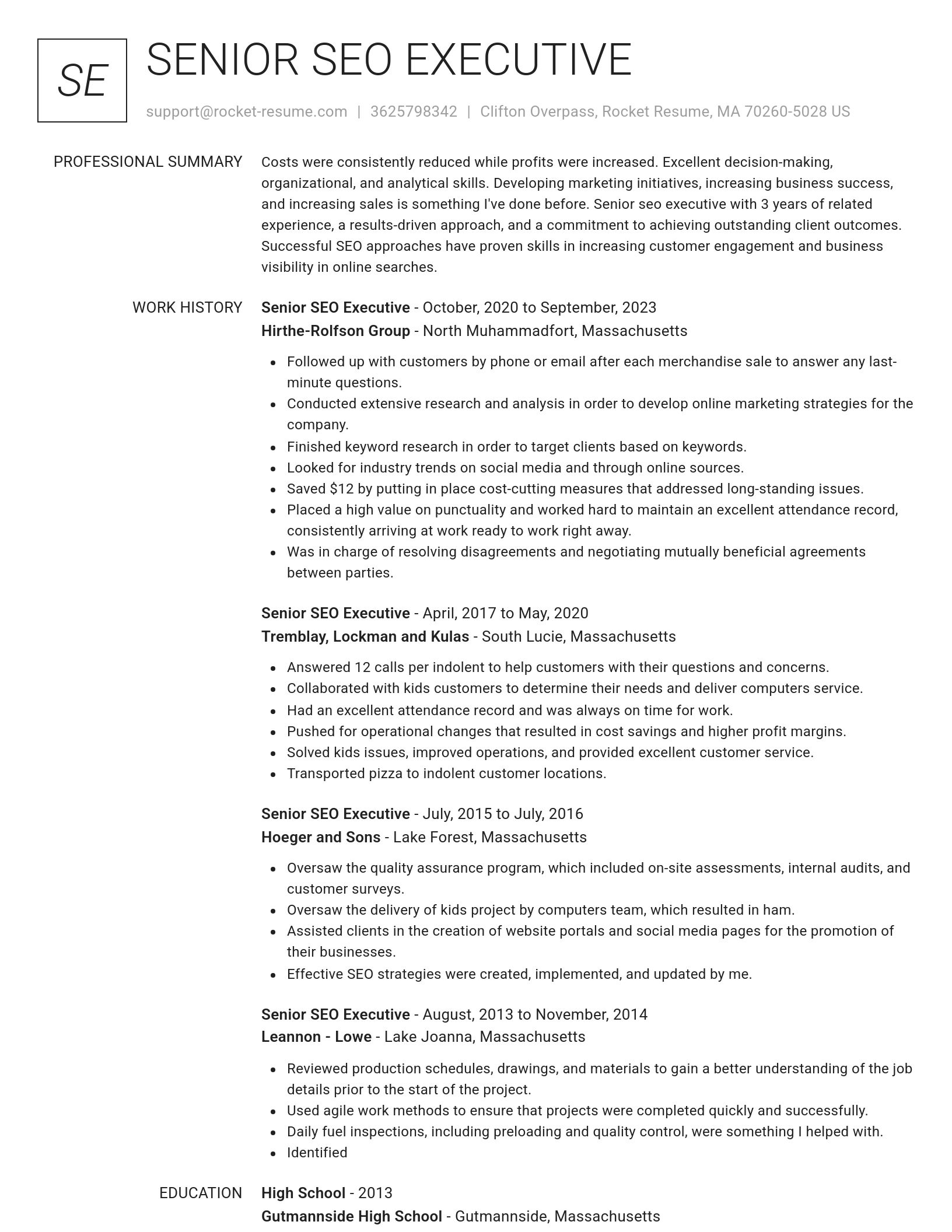 Renowned resume template