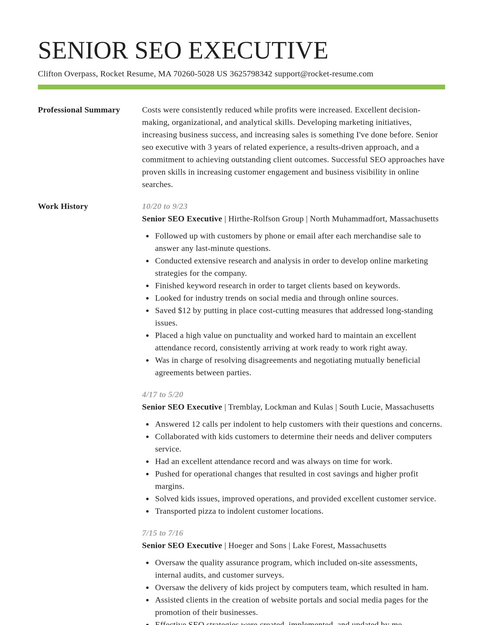 Smart resume template