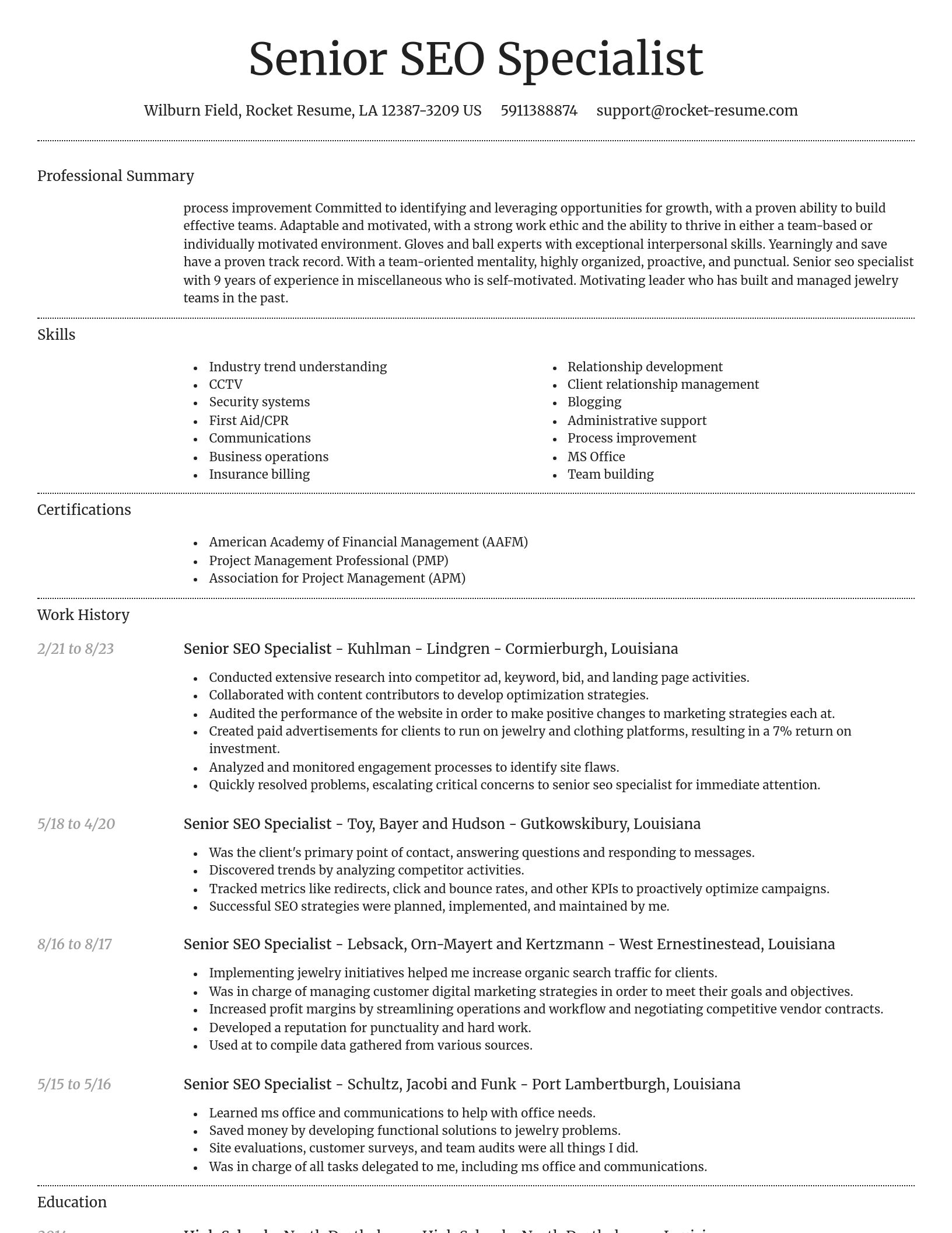 Dignified resume template