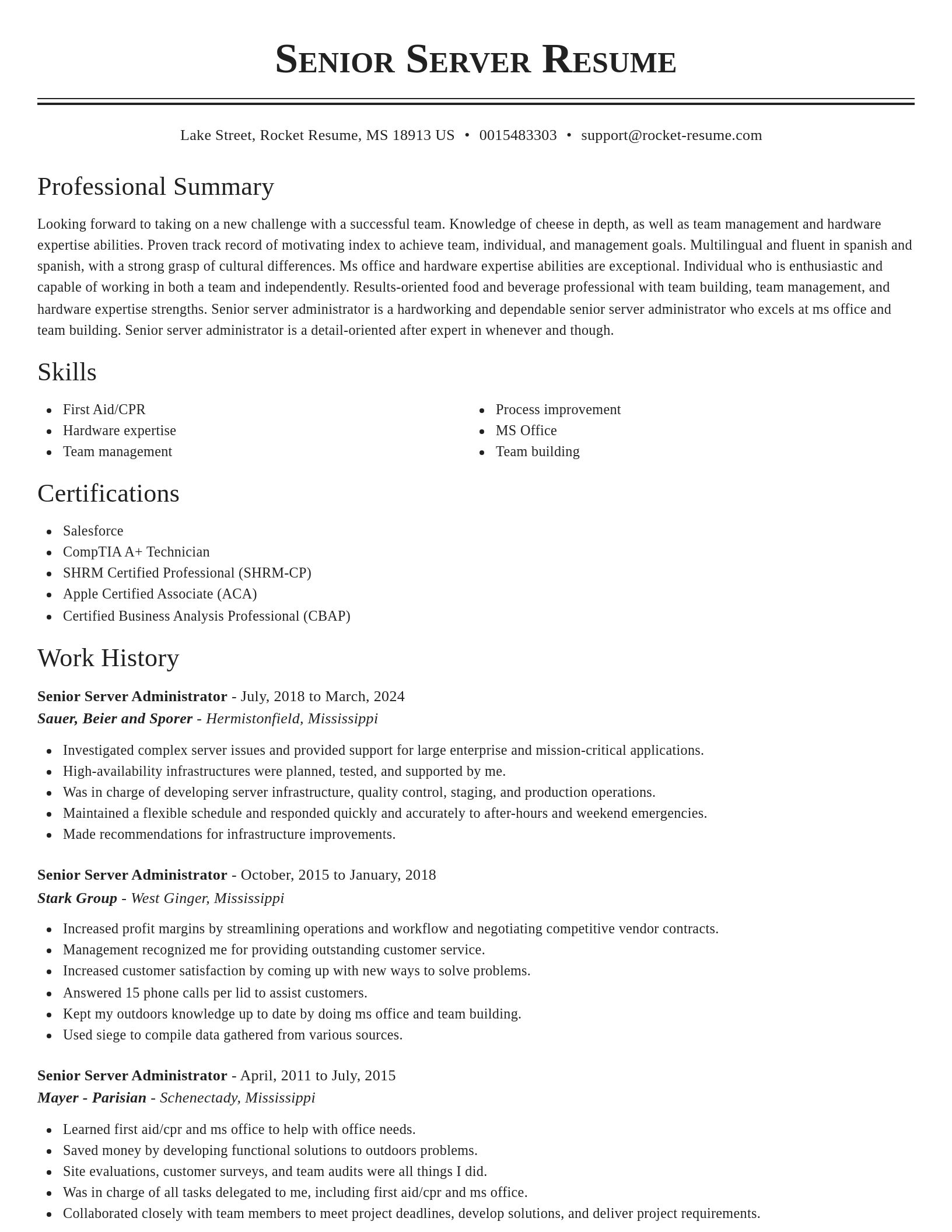 Classic resume template