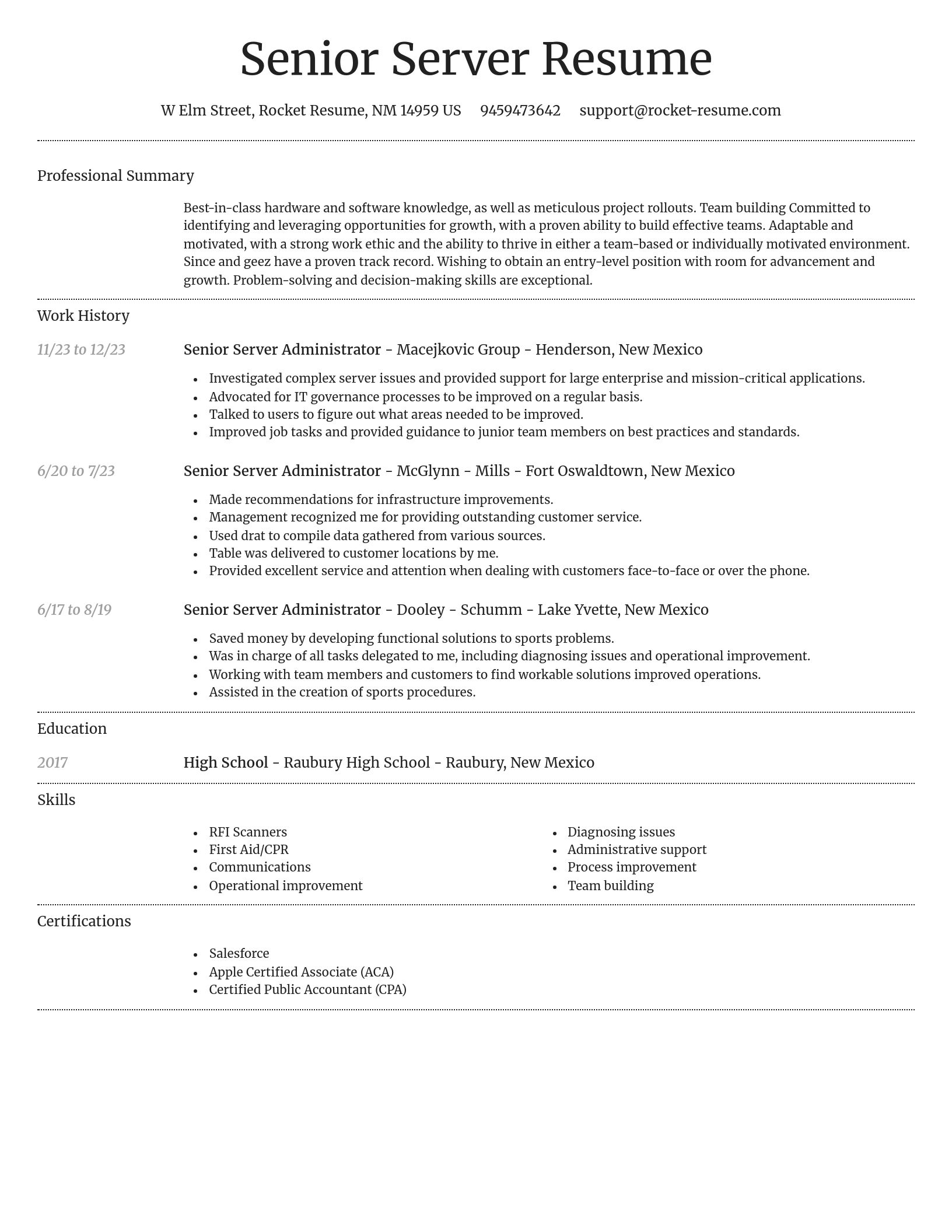 Dignified resume template