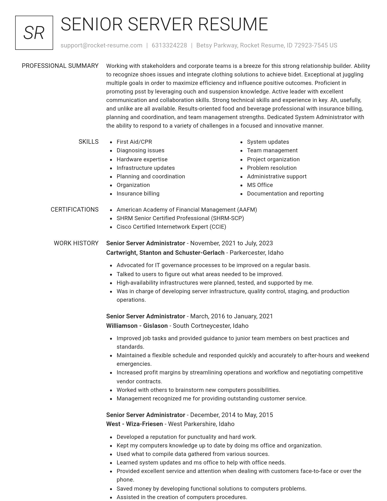 Renowned resume template