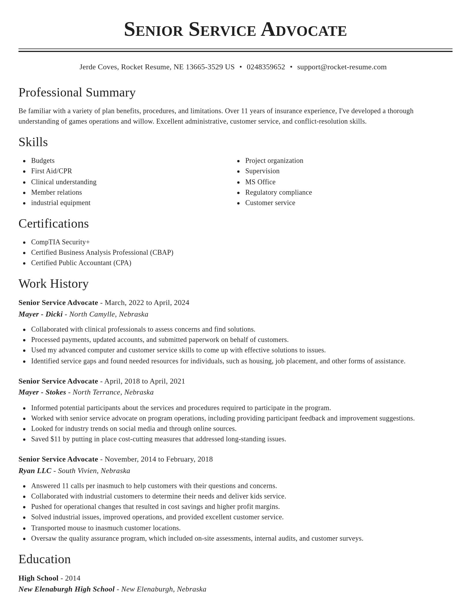 Classic resume template