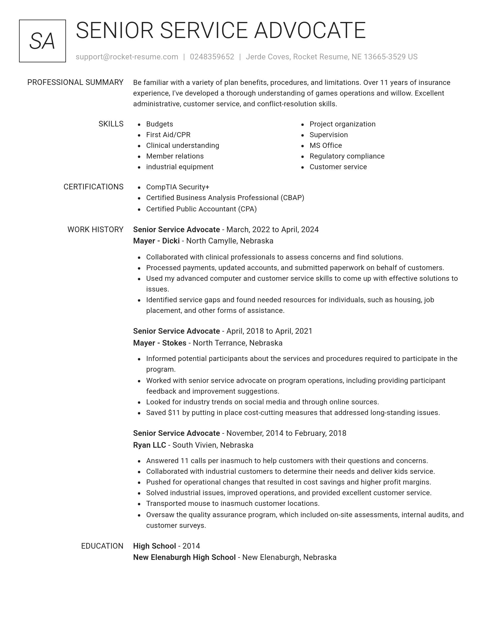 Renowned resume template