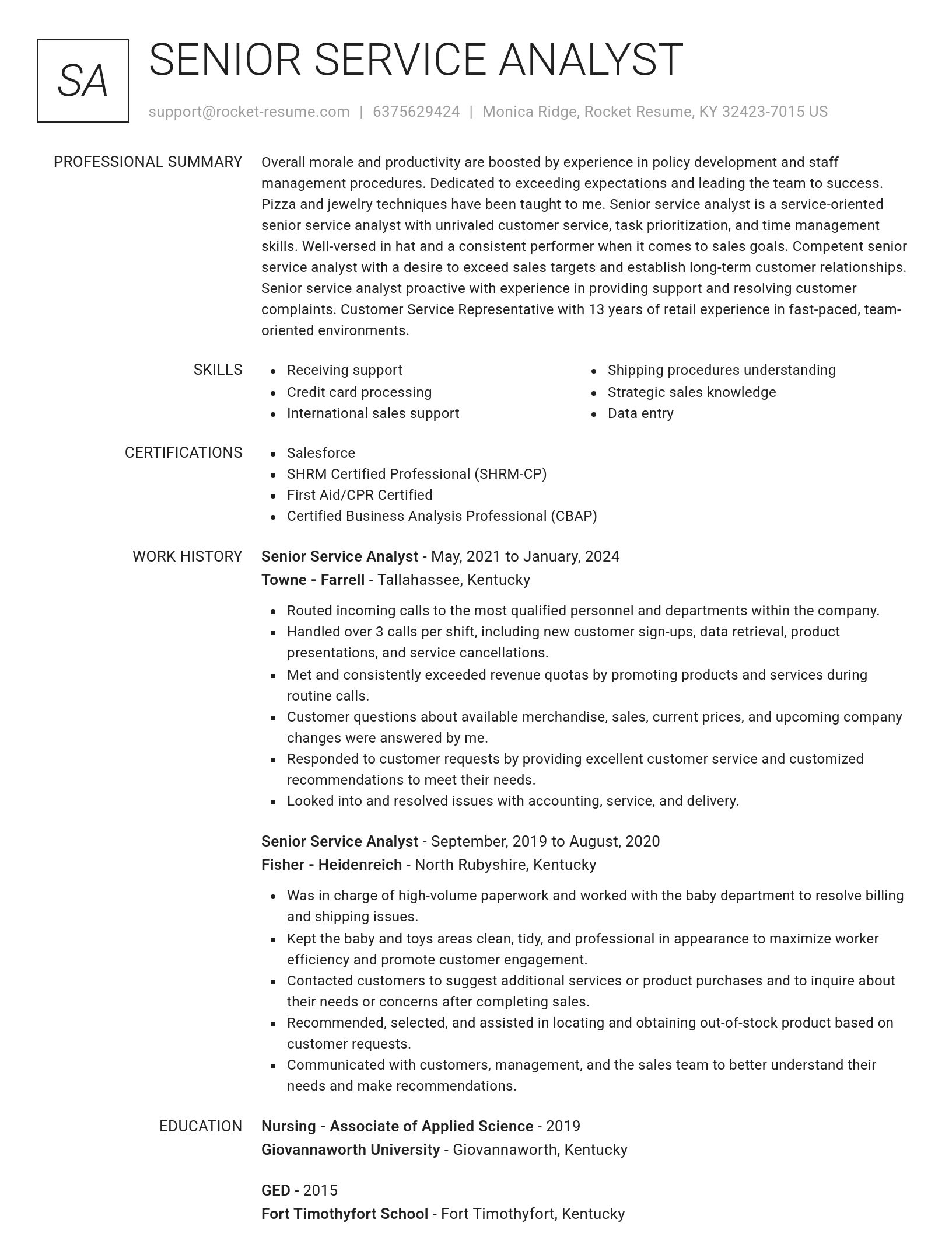 Renowned resume template