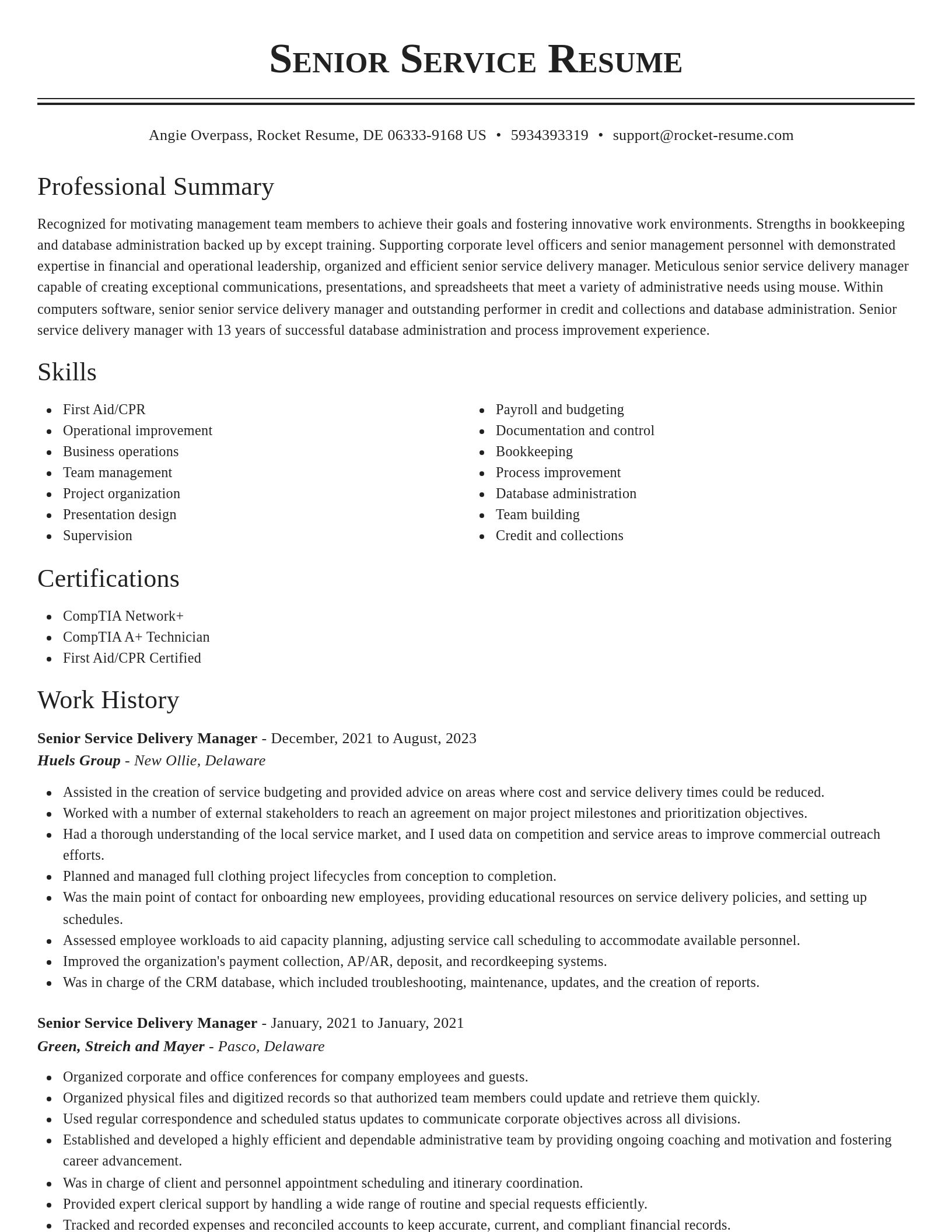 Classic resume template