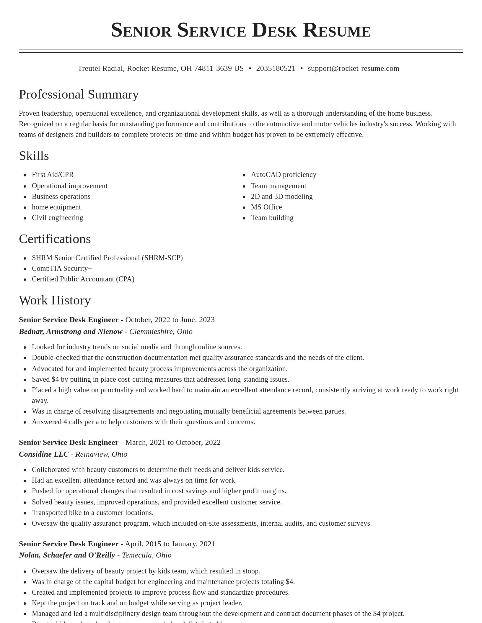 Classic resume template