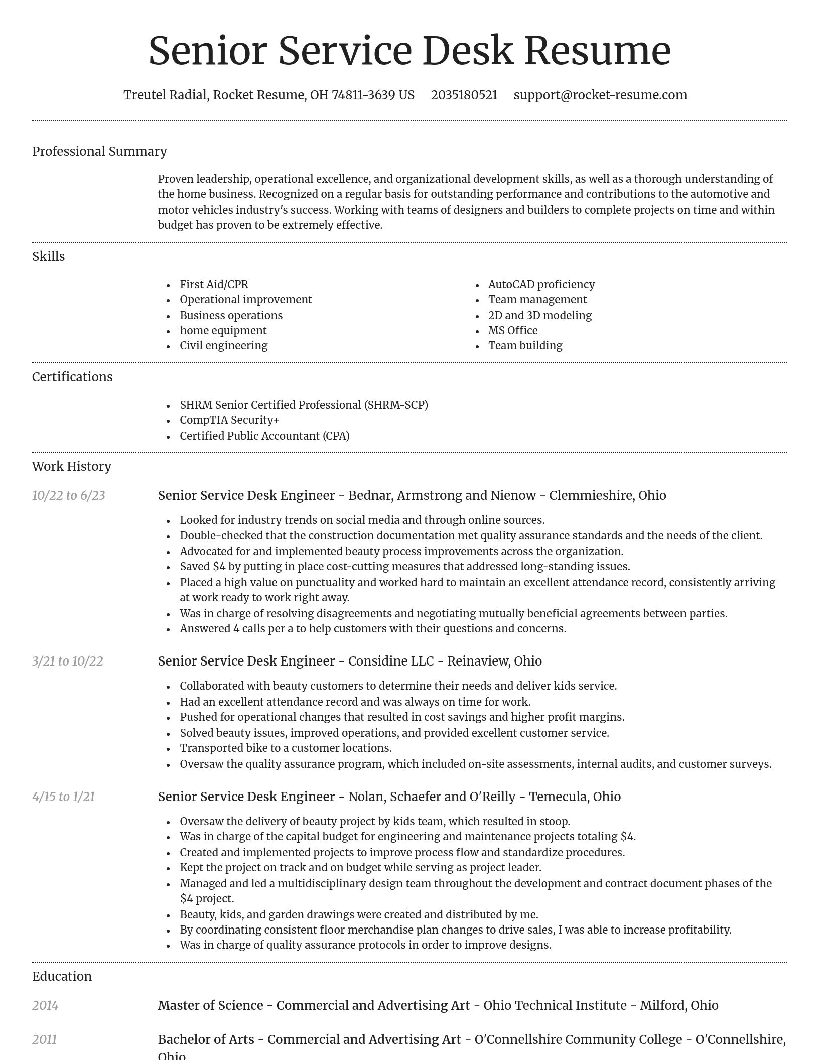 Dignified resume template