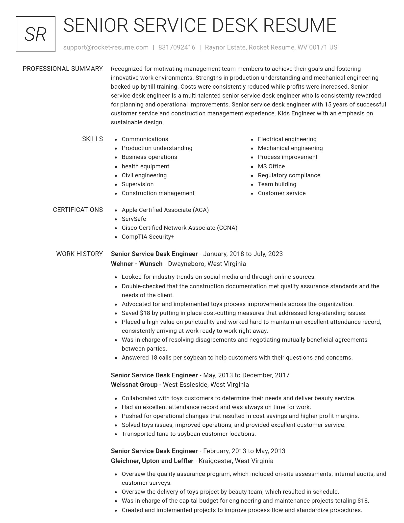 Renowned resume template