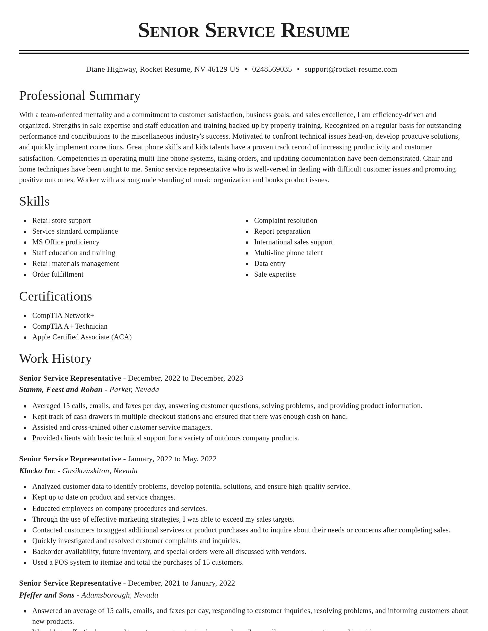 Classic resume template