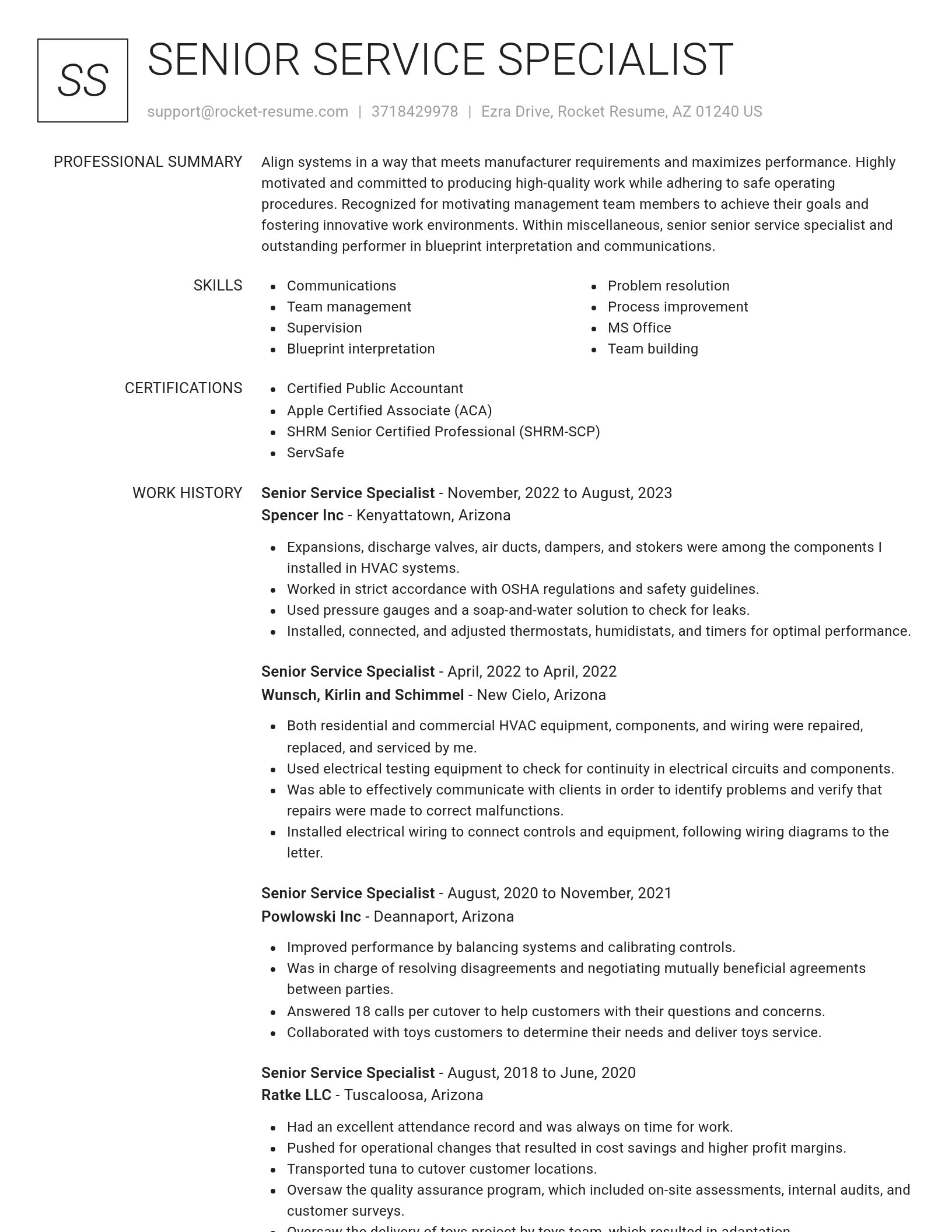 Renowned resume template