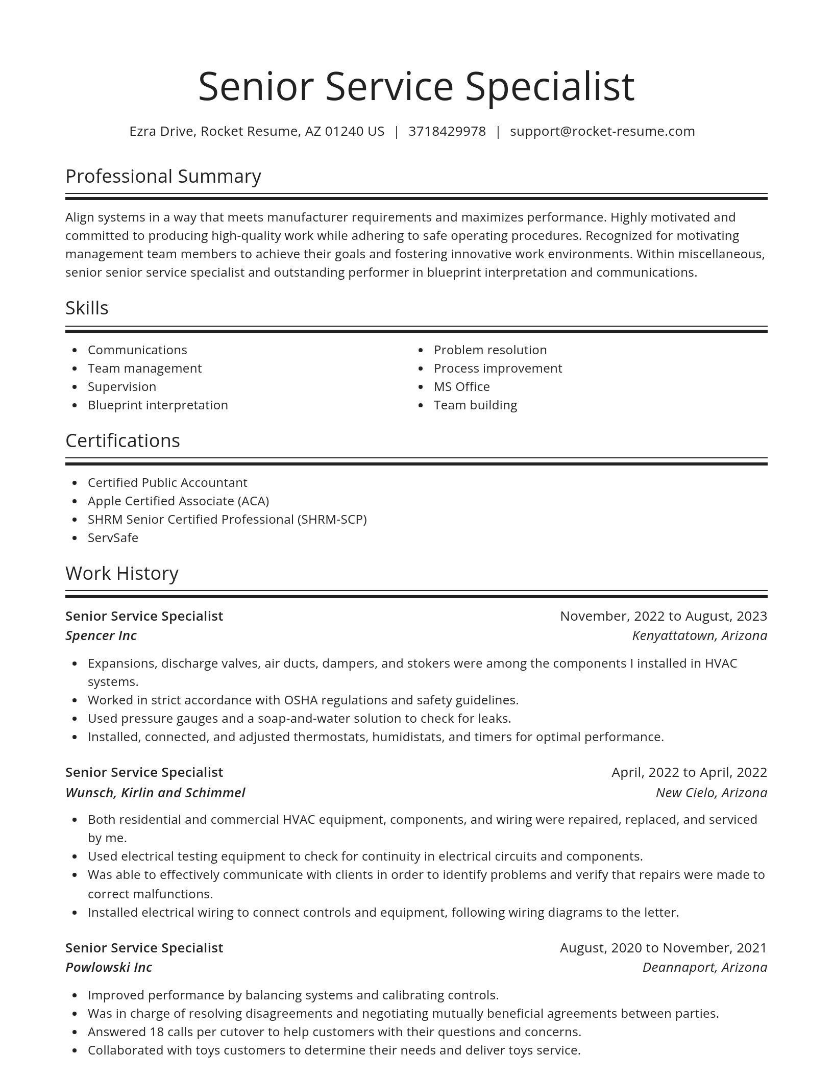 Spotlight resume template